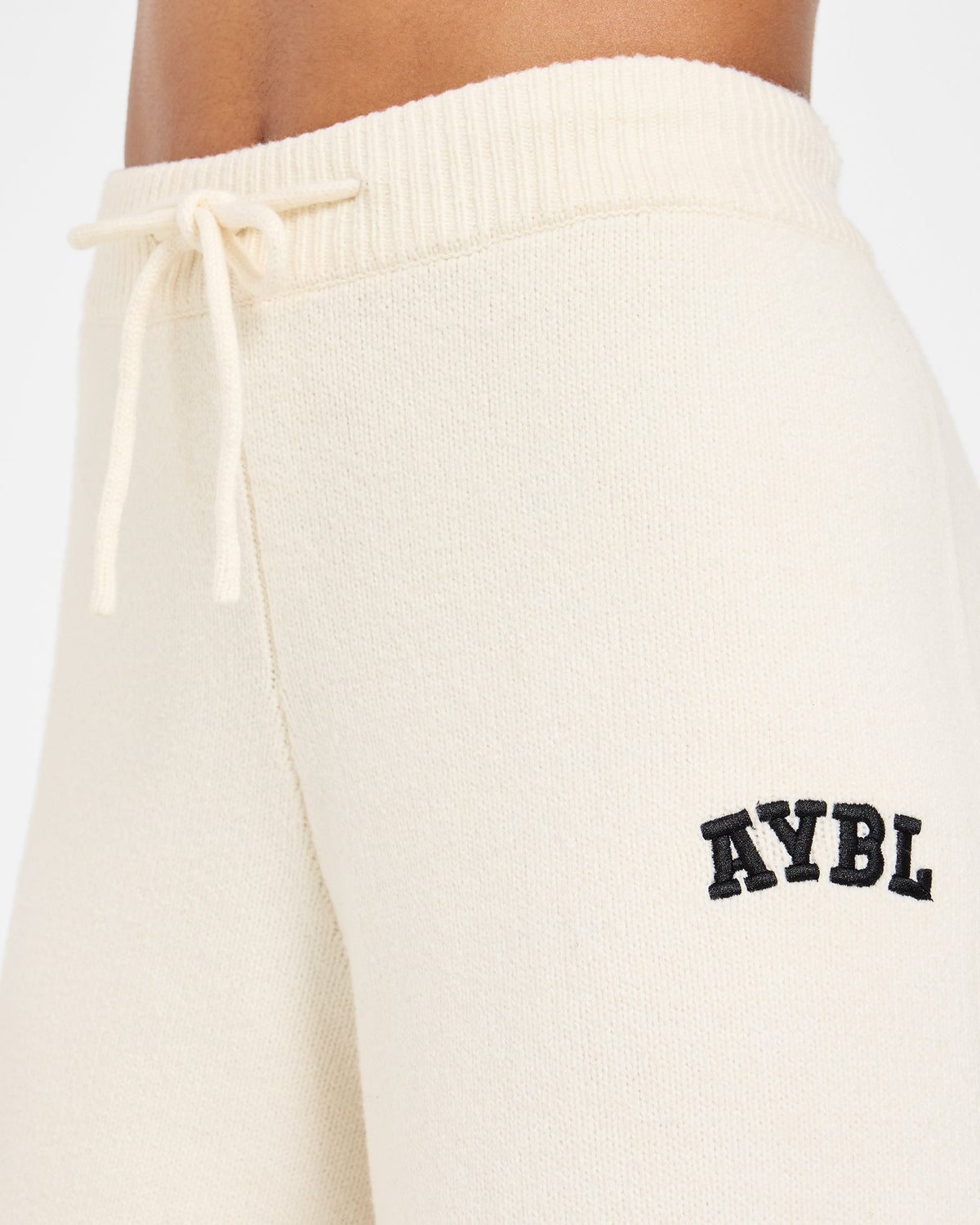 Varsity Oversized Knitted Joggers - Cream