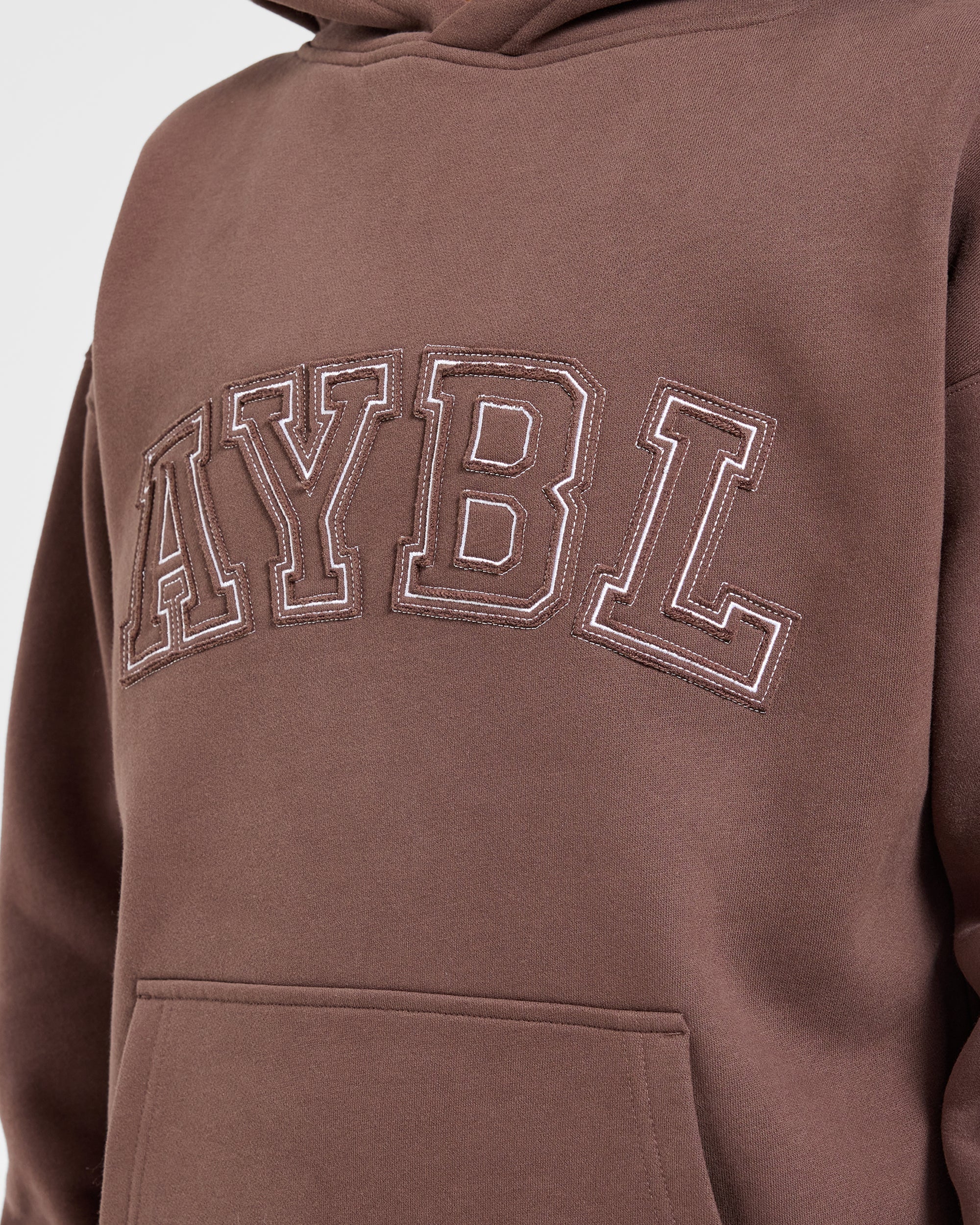 Varsity Applique Oversized Hoodie - Brown