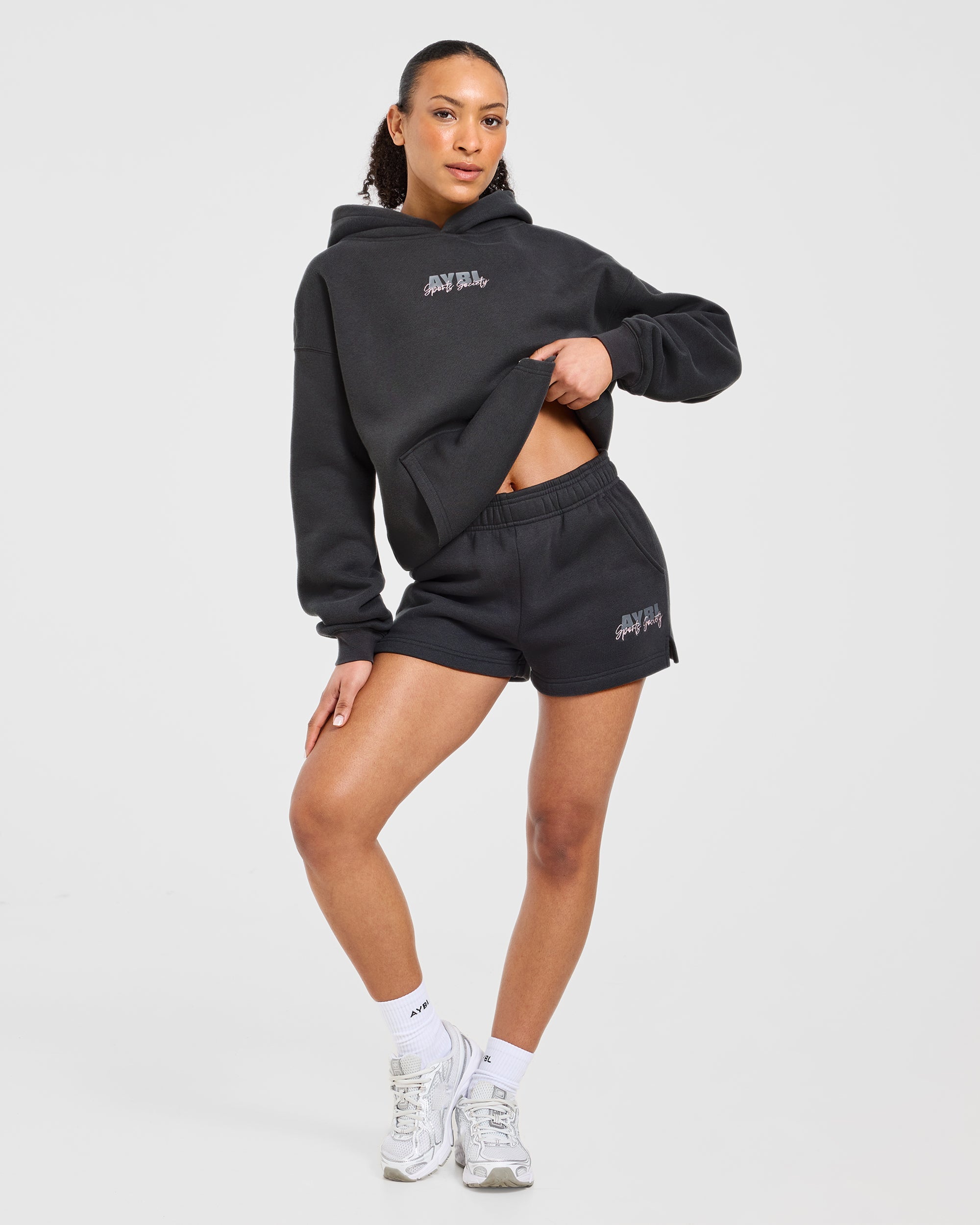 Sports Society Oversized Shorts - Charcoal