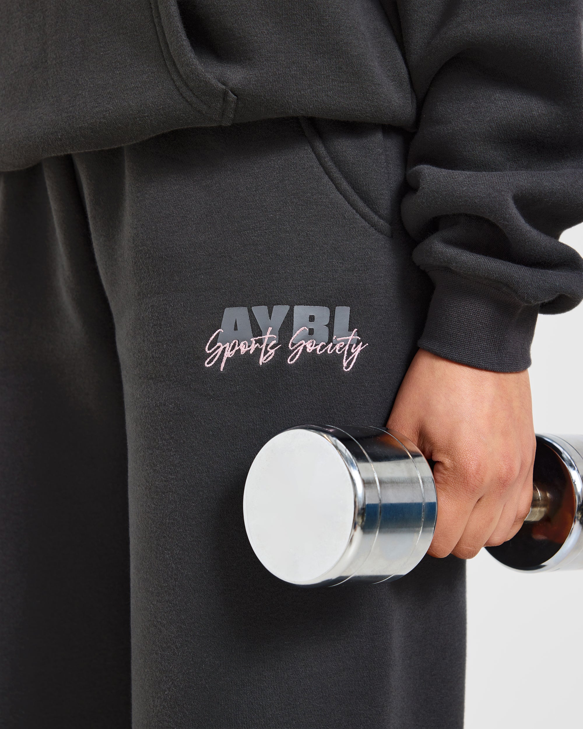 Sports Society Oversized Straight Leg Joggers - Charcoal