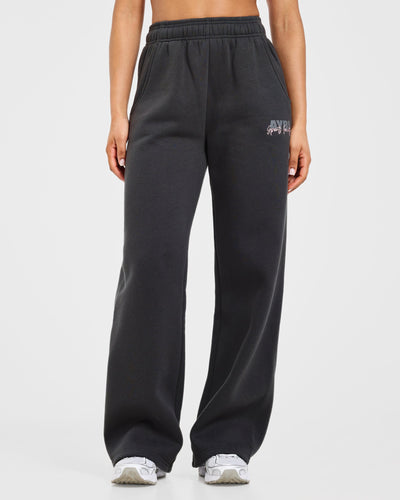 Sports Society Oversized Straight Leg Joggers - Charcoal