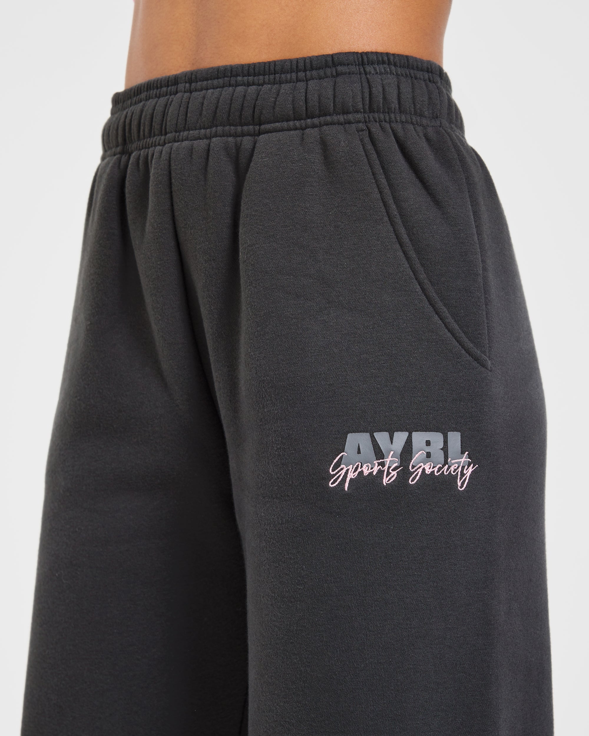 Sports Society Oversized Straight Leg Joggers - Charcoal