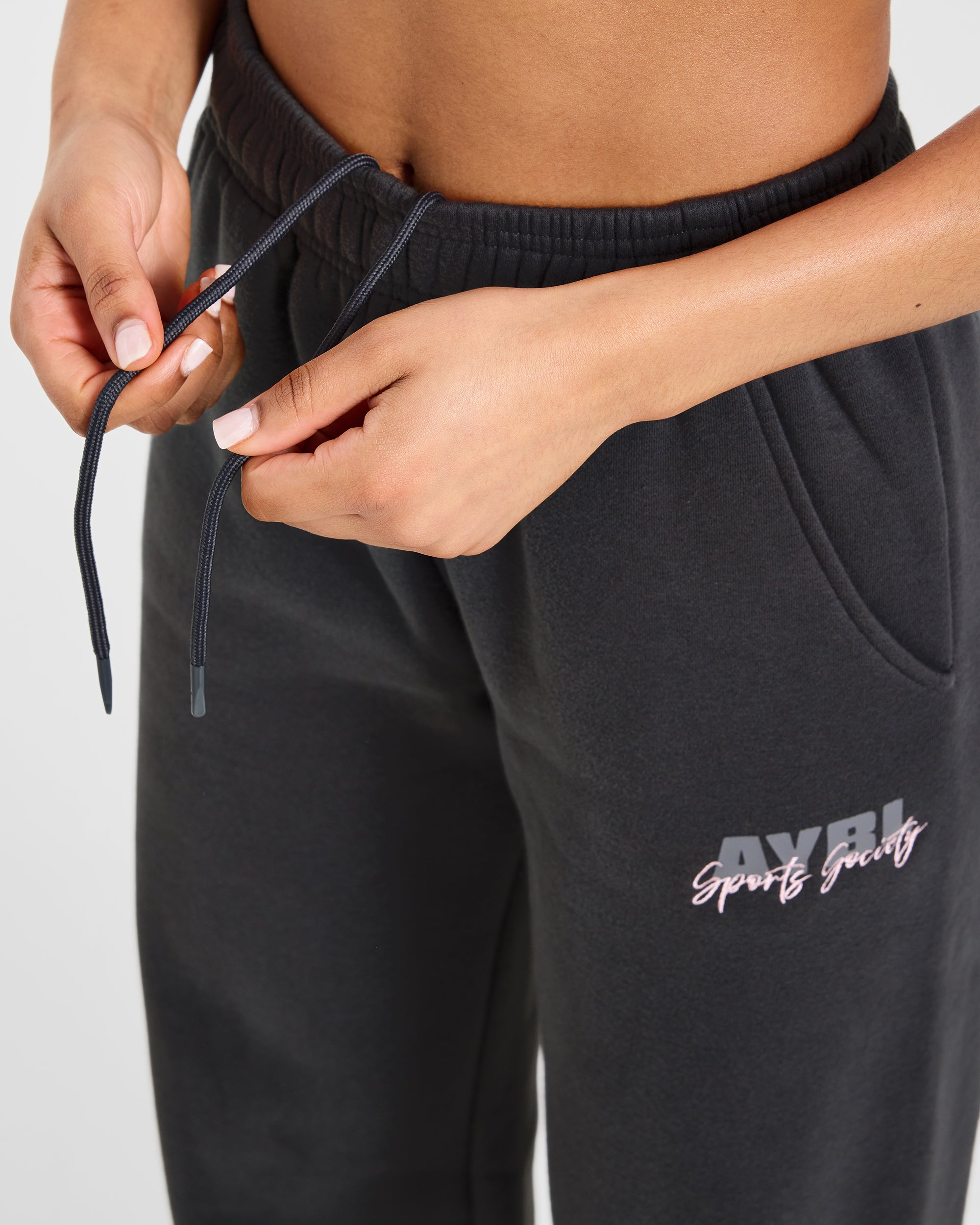 Sports Society Oversized Straight Leg Joggers - Charcoal