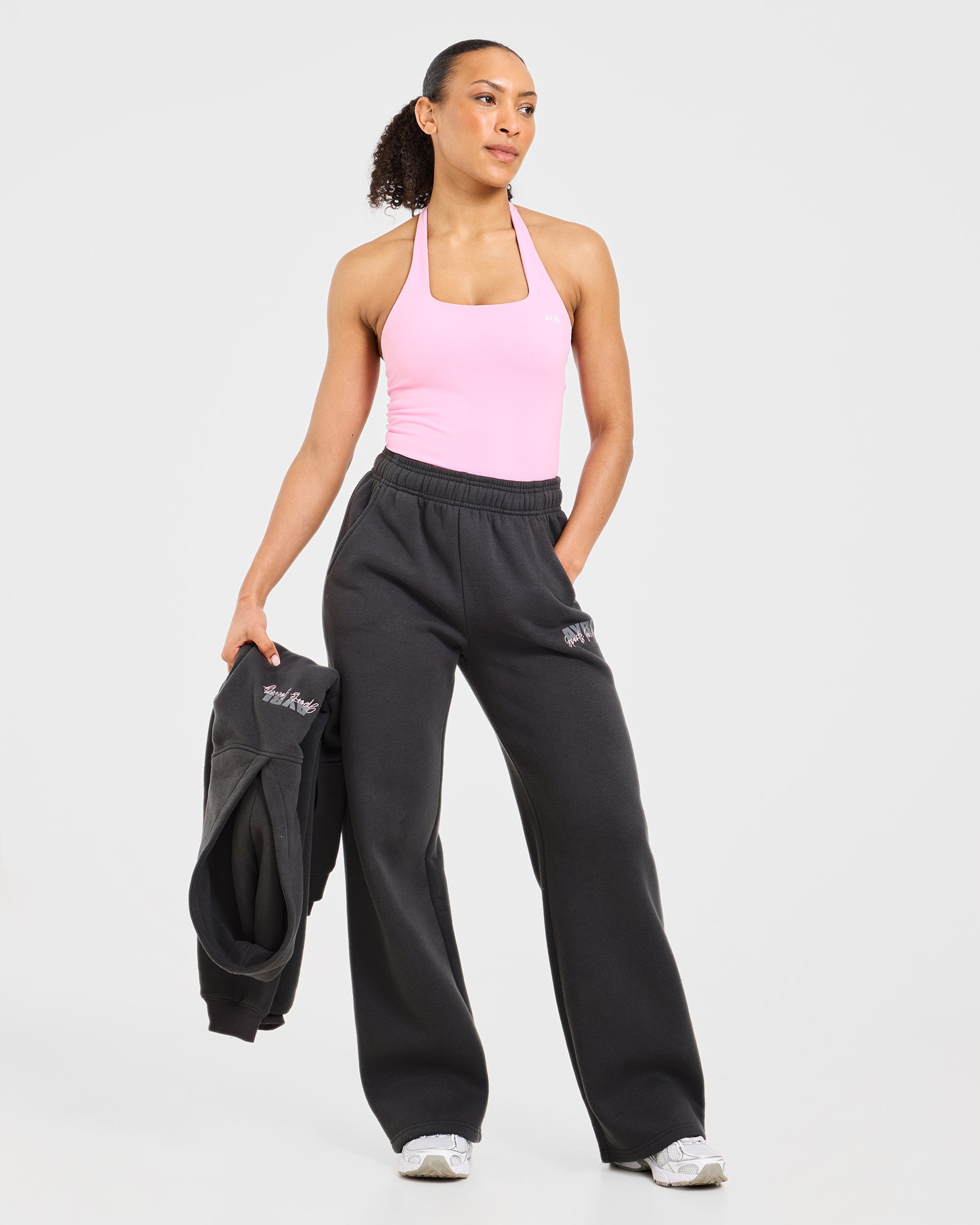 Sports Society Oversized Straight Leg Joggers - Charcoal