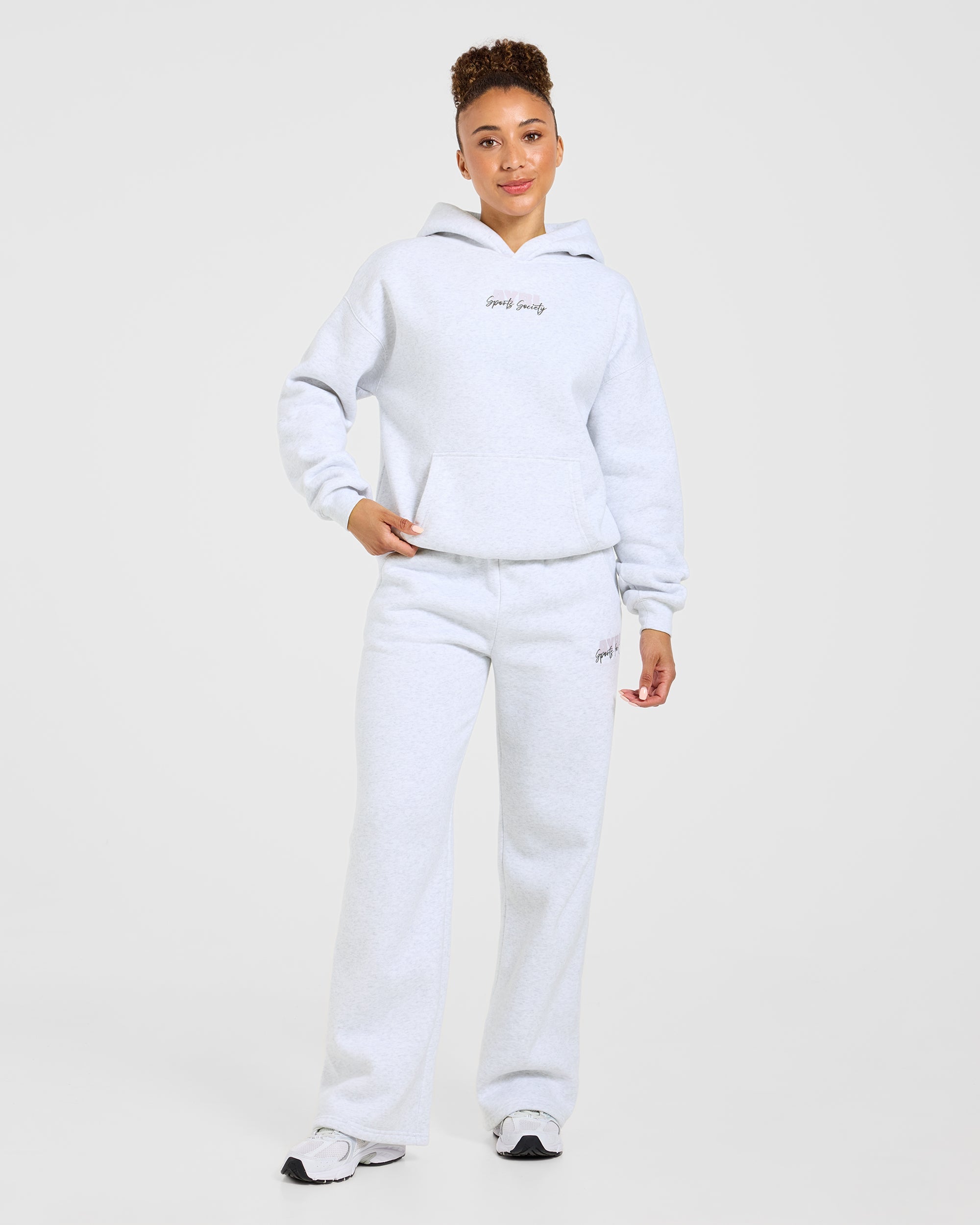 Sports Society Oversized Straight Leg Joggers - Heather Grey