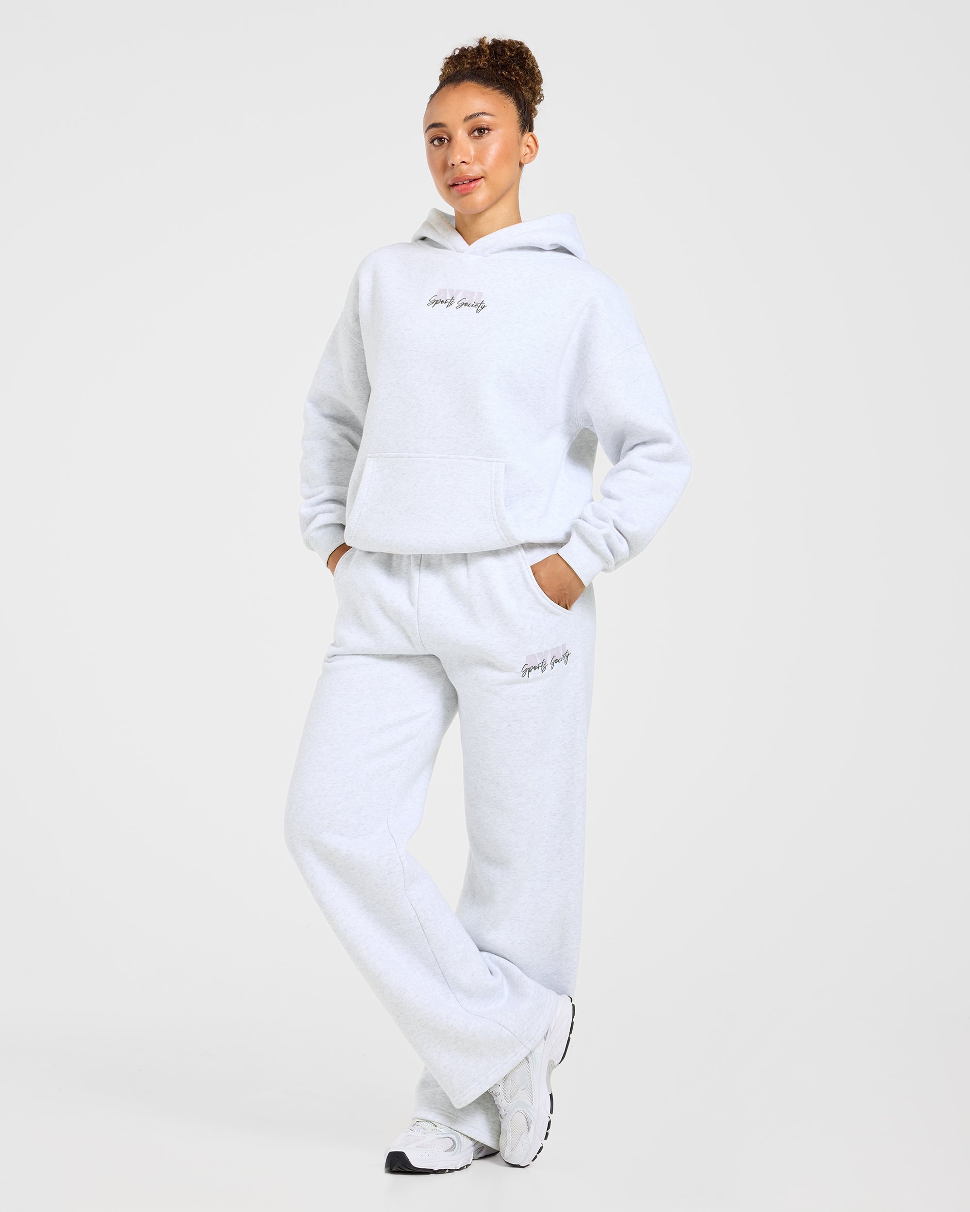 Sports Society Oversized Straight Leg Joggers - Heather Grey