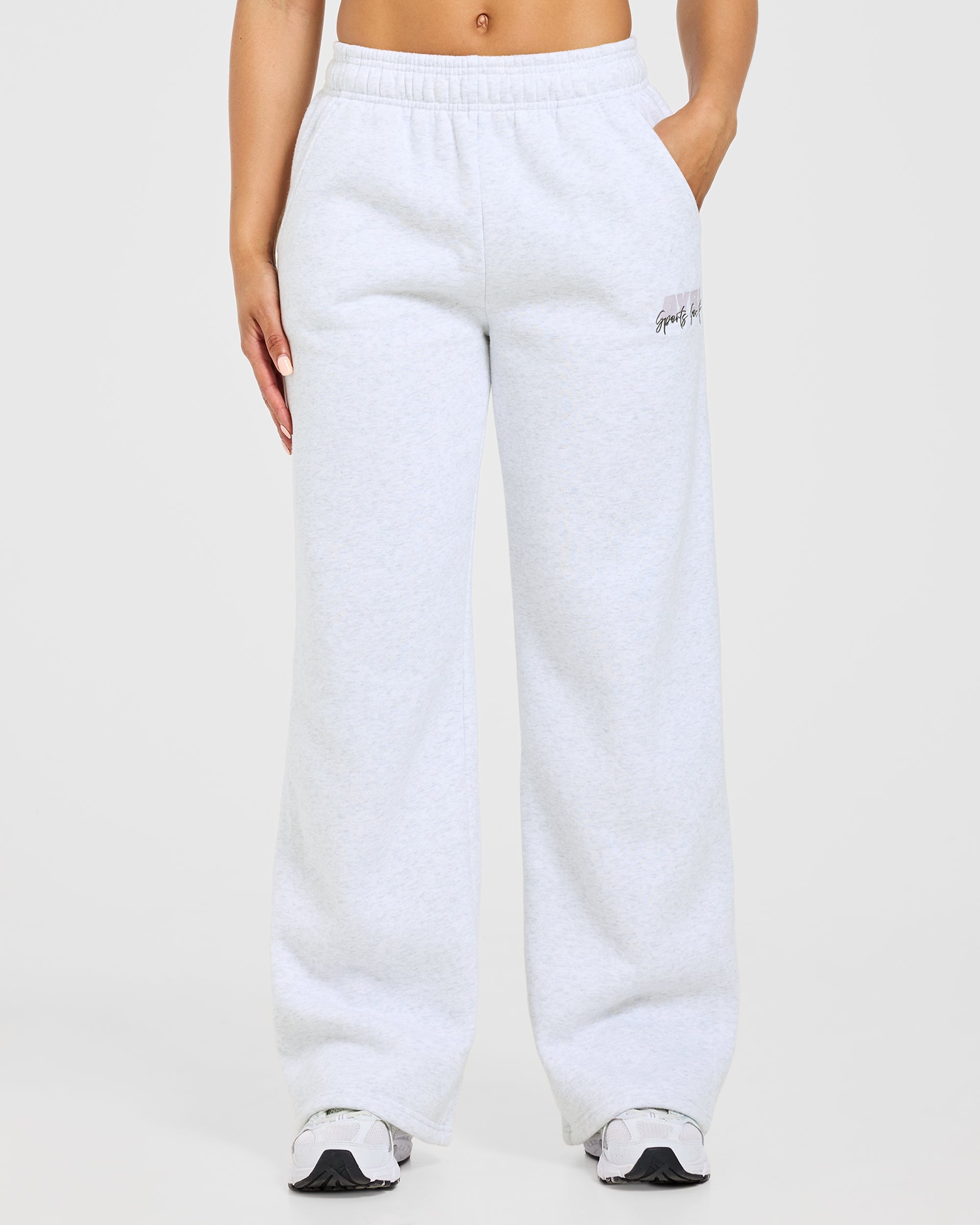 Sports Society Oversized Straight Leg Joggers - Heather Grey