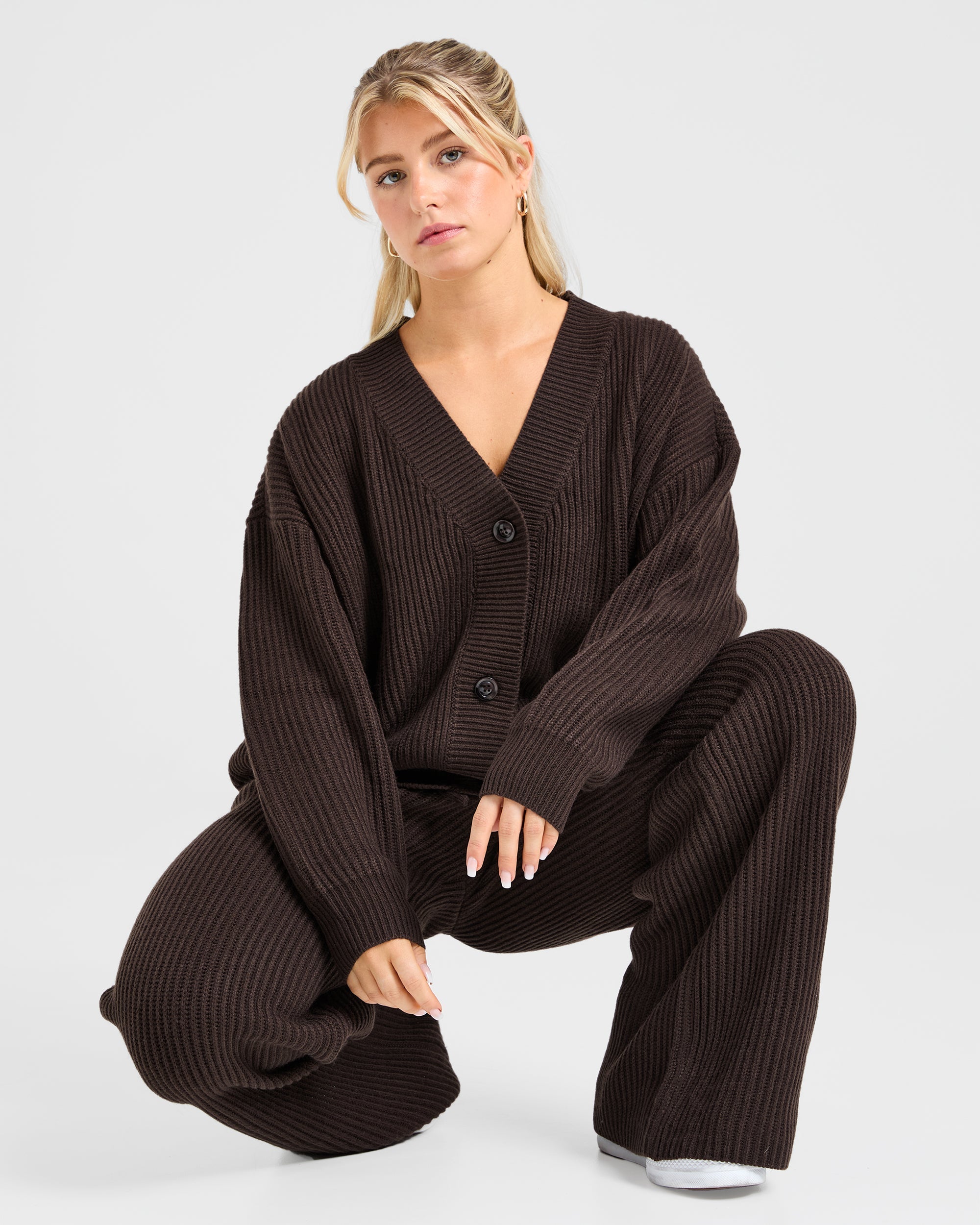 Lounge Oversized Knit Cardigan - Deep Cocoa Brown