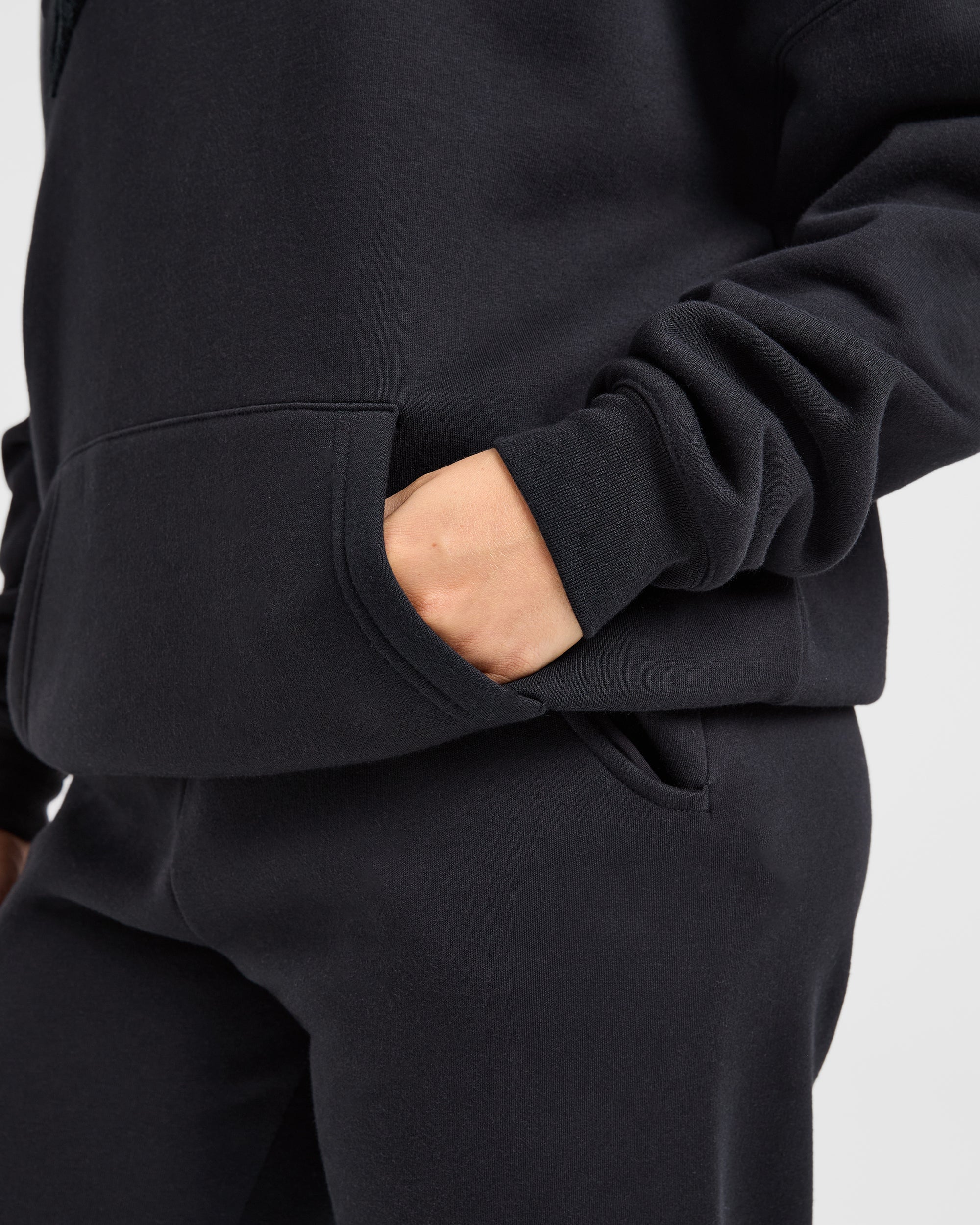 Varsity Oversized Outline Hoodie - Black