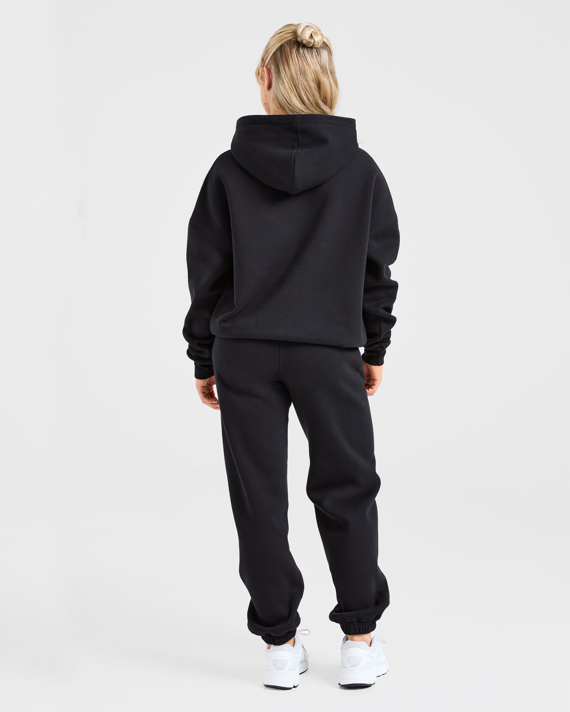 Varsity Oversized Outline Hoodie - Black