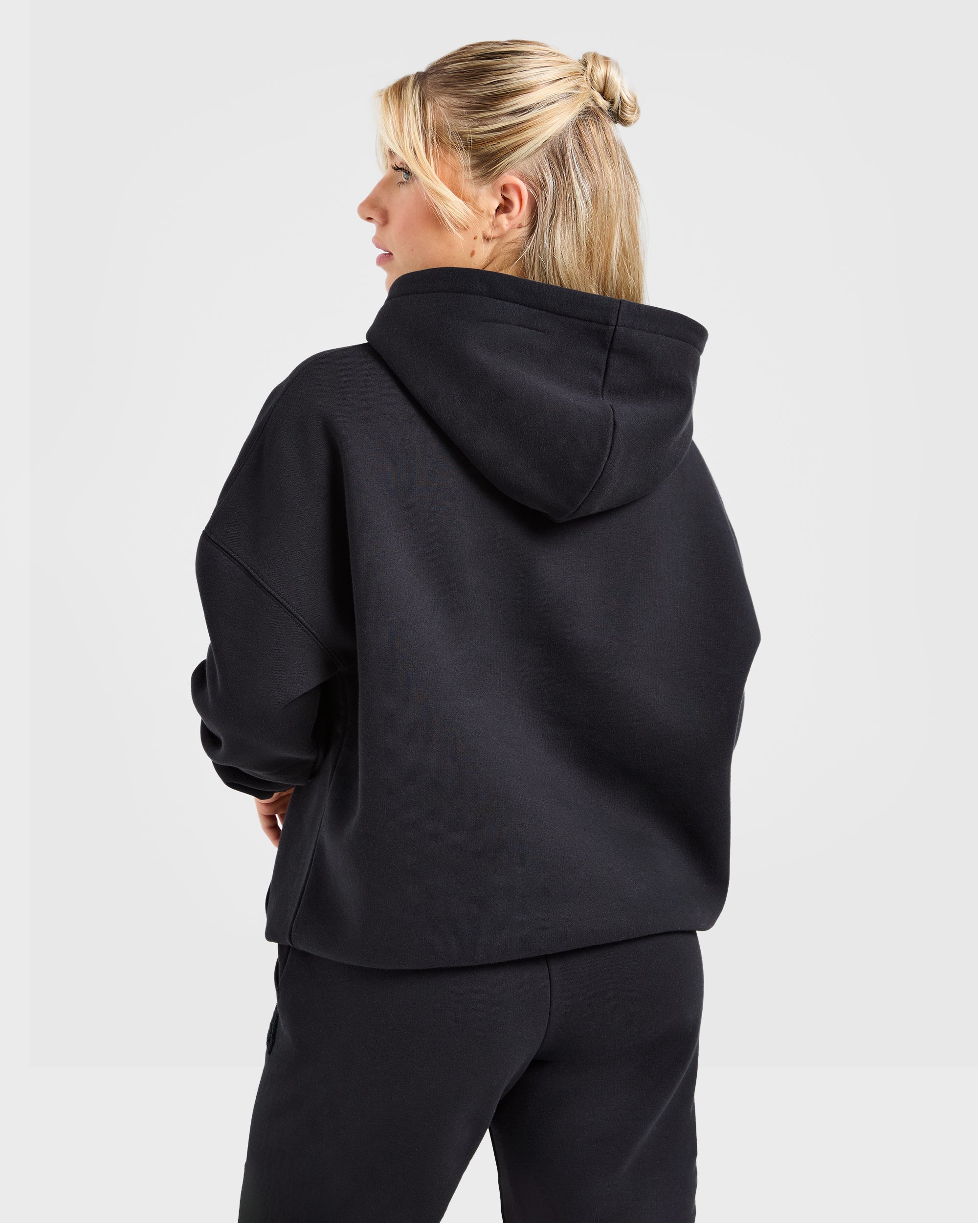 Varsity Oversized Outline Hoodie - Black