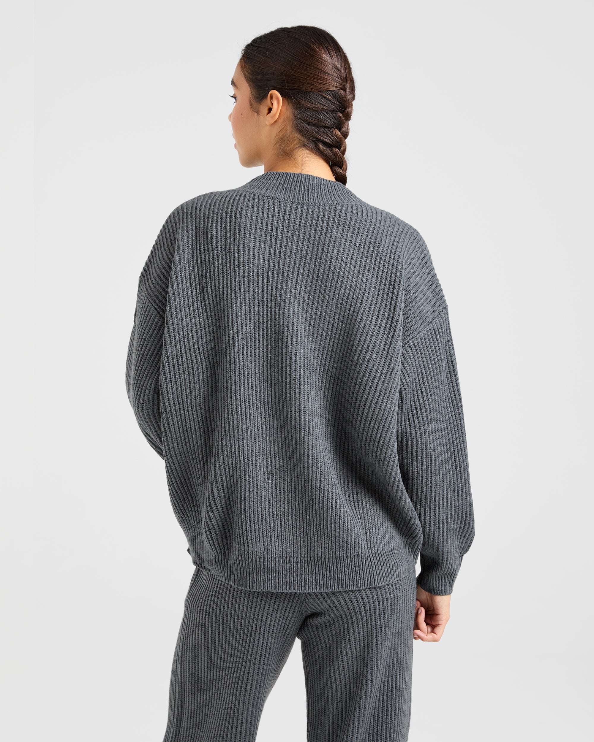 Lounge Oversized Knit Cardigan - Charcoal