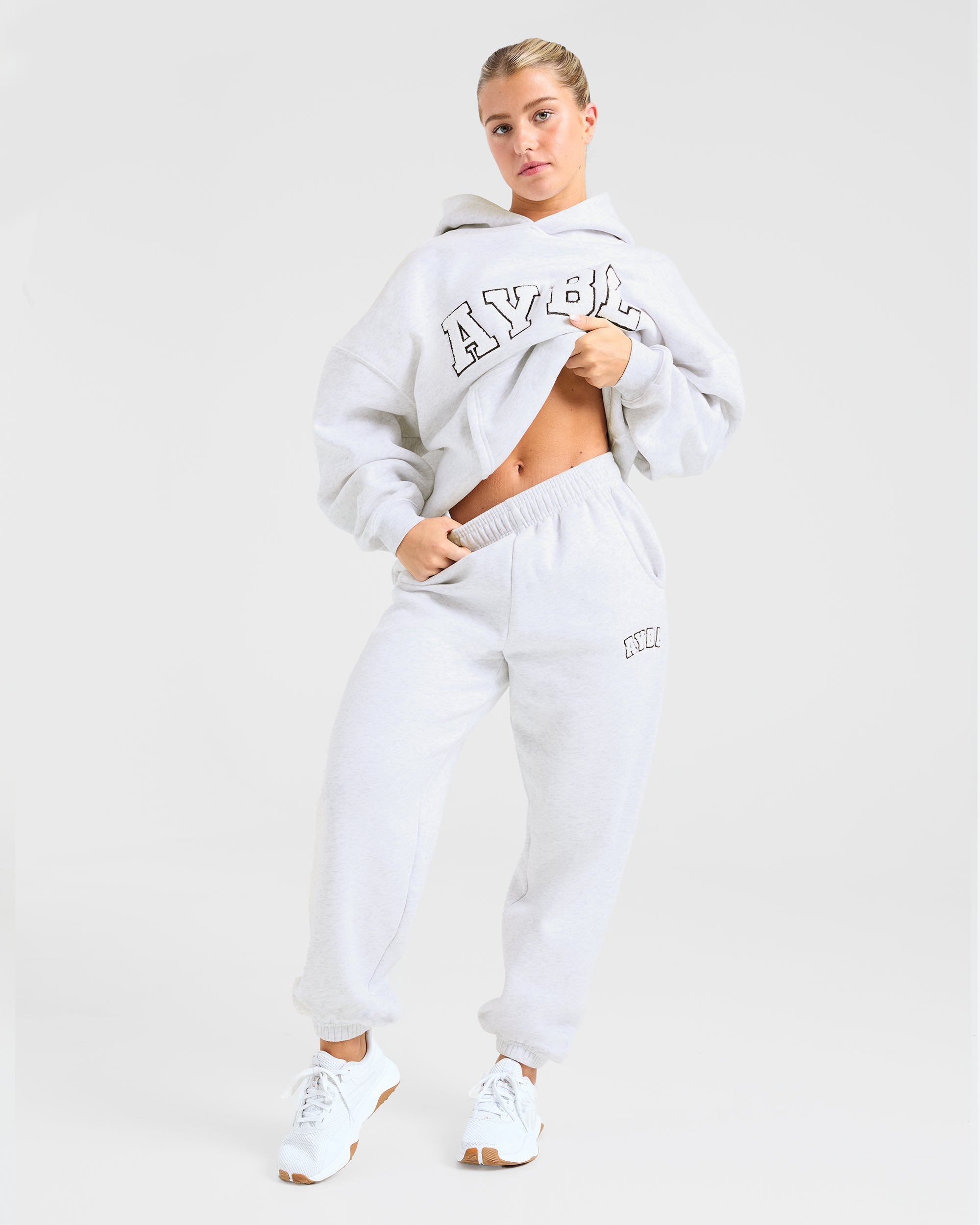 Übergroße Varsity-Jogginghose – Heather Grey