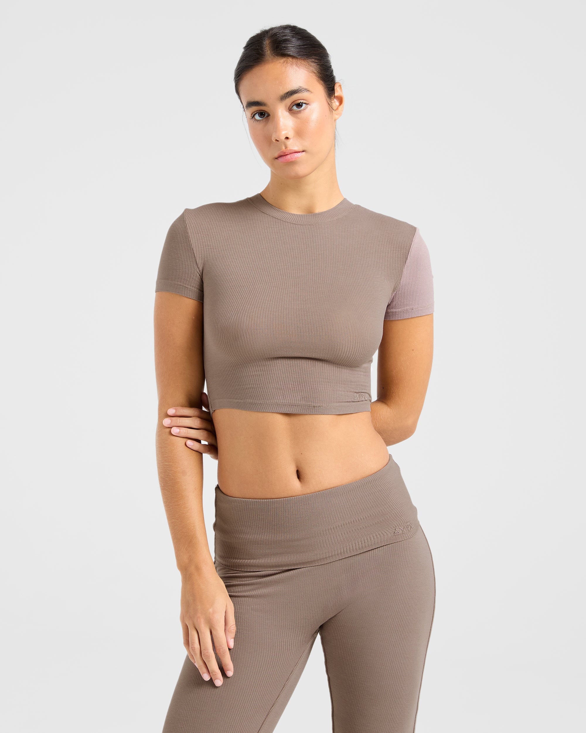 Lounge Ribbed T Shirt - Mocha