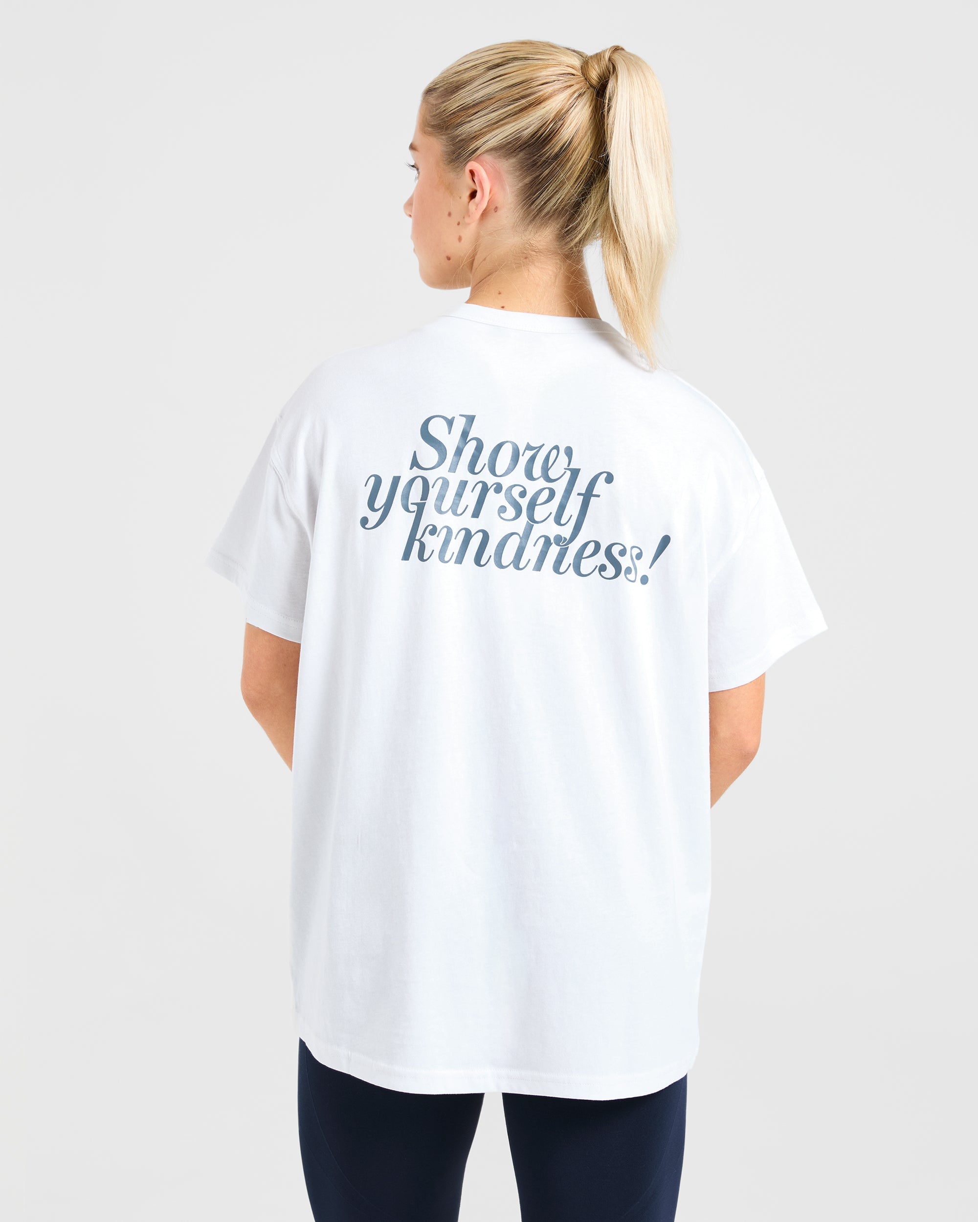 Show Yourself Kindness Oversized T Shirt - Off White/Slate