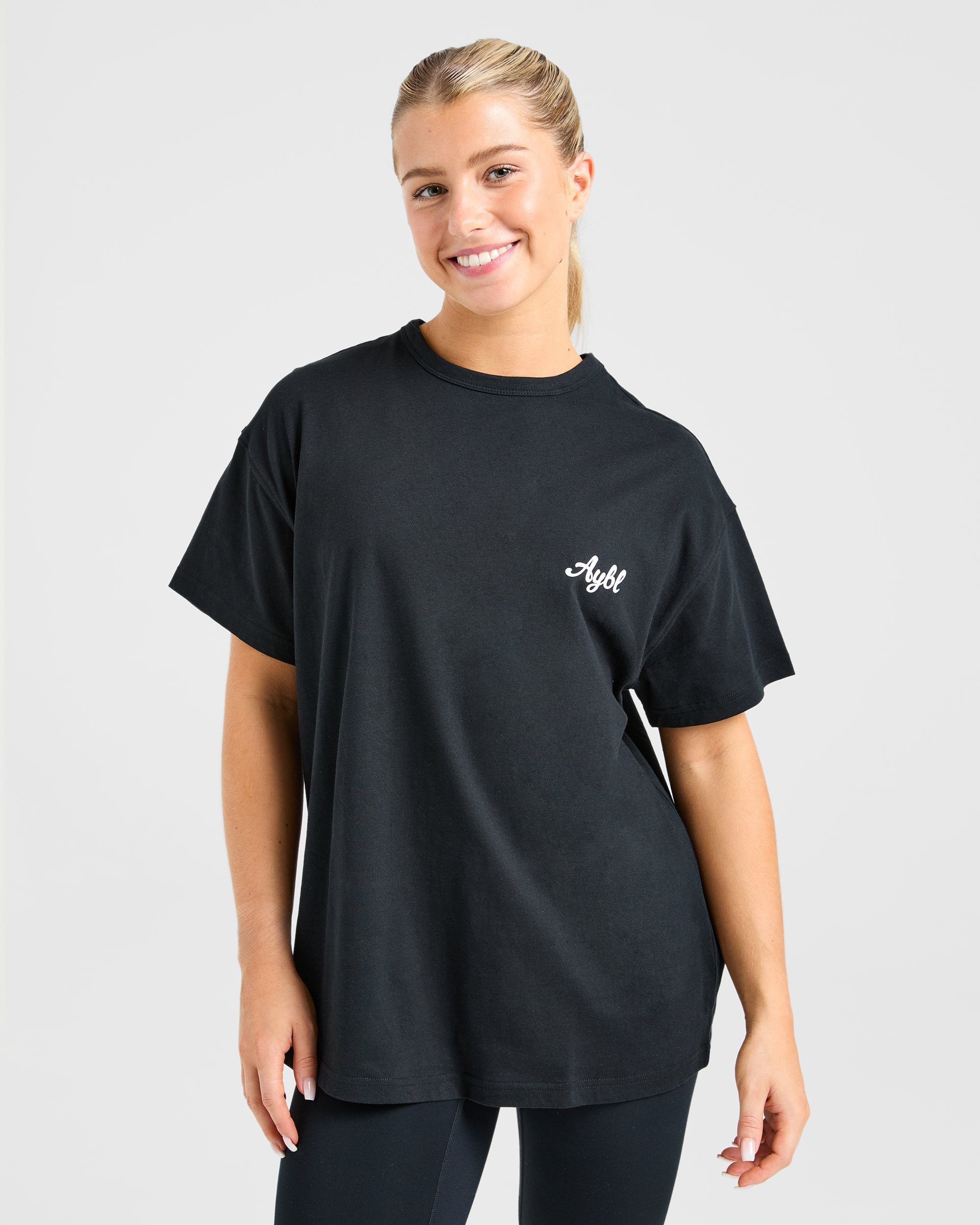 Body Achieve Mind Believe Oversized T Shirt - Black