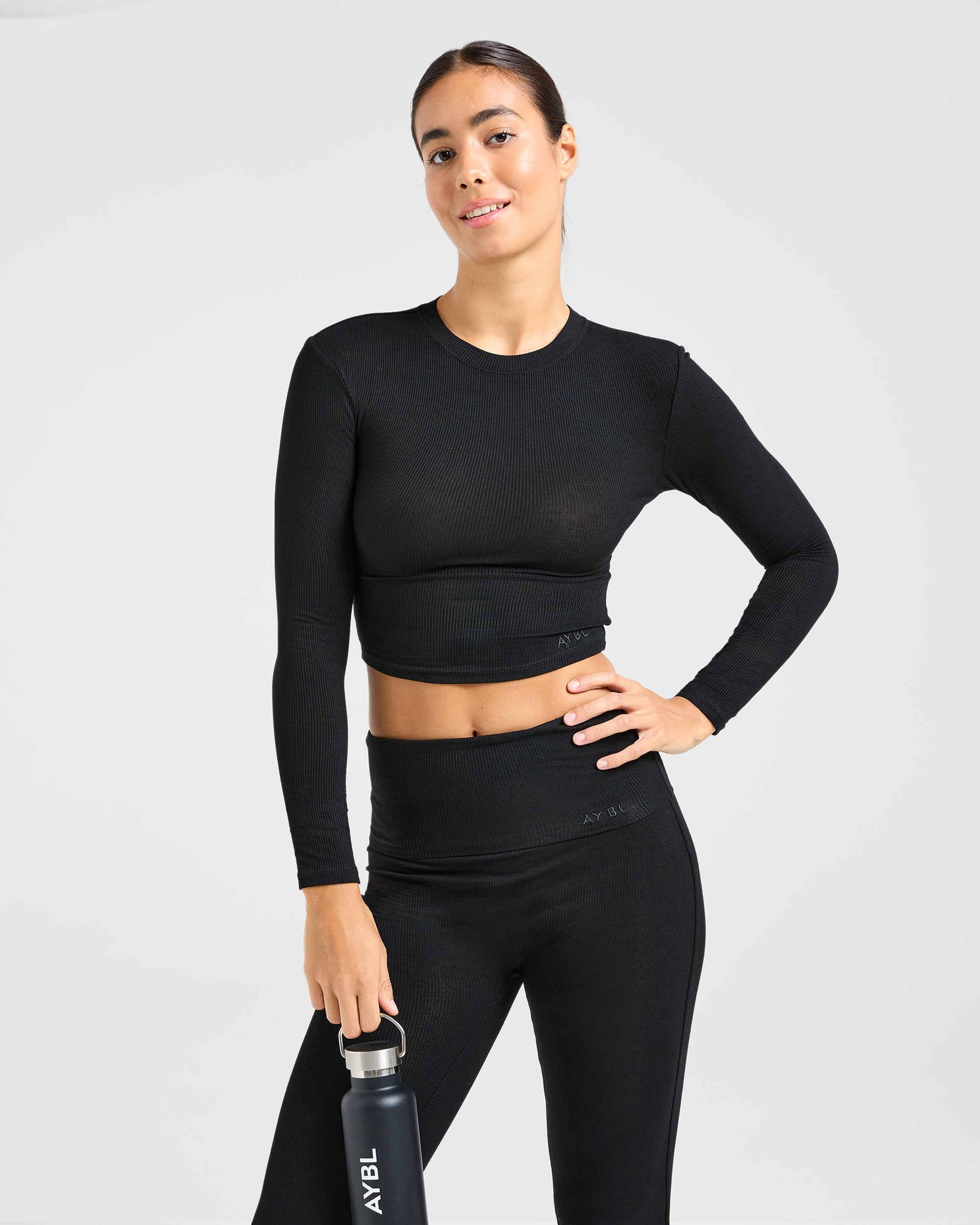 Lounge Ribbed Long Sleeve - Black