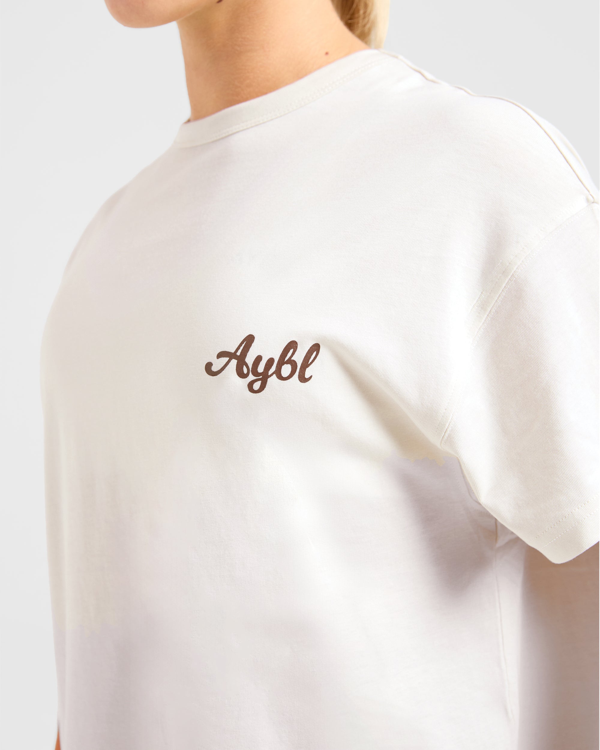 Body Achieve Mind Believe Oversized T Shirt - Beige