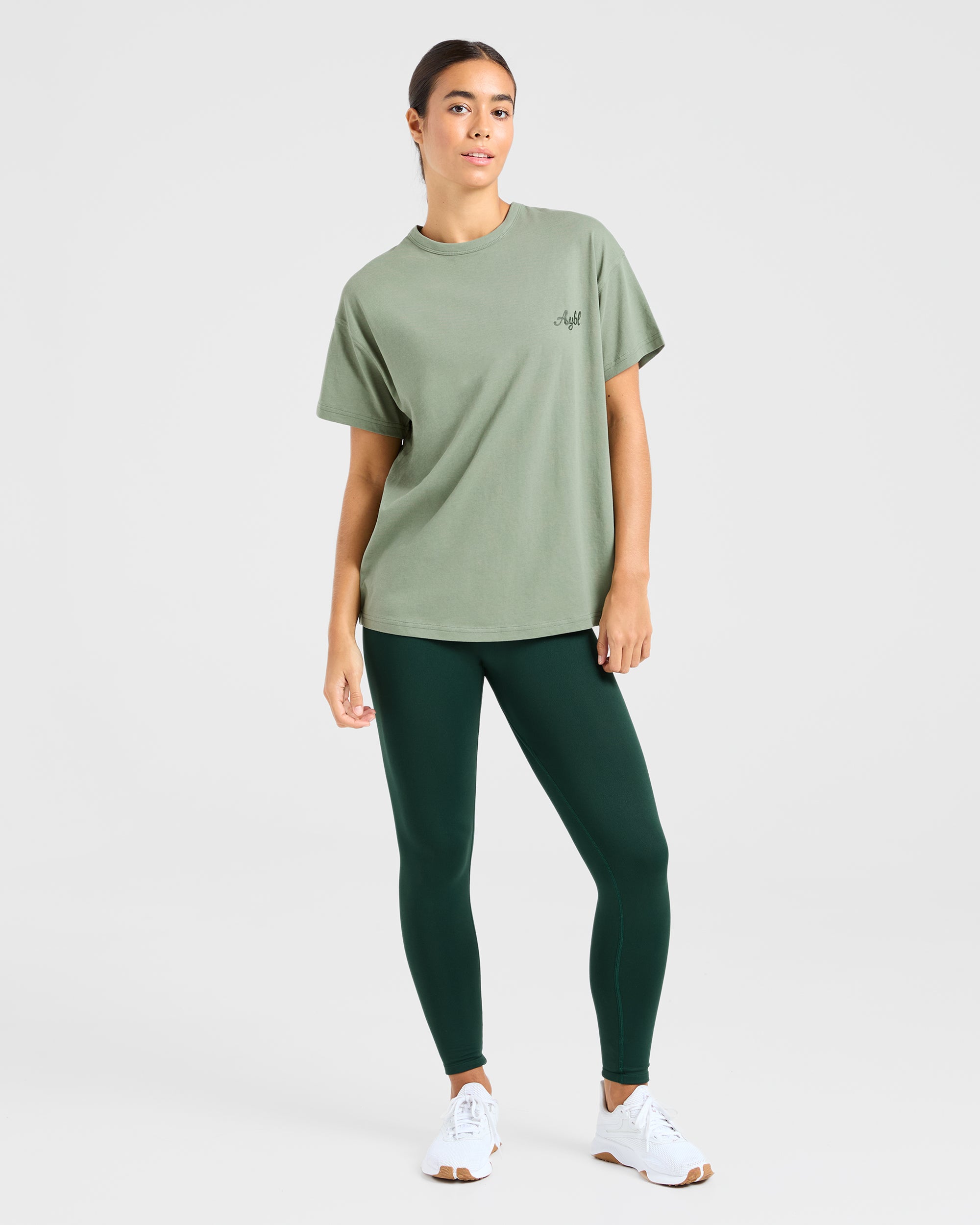 Body Achieve Mind Believe Oversized T Shirt - Green