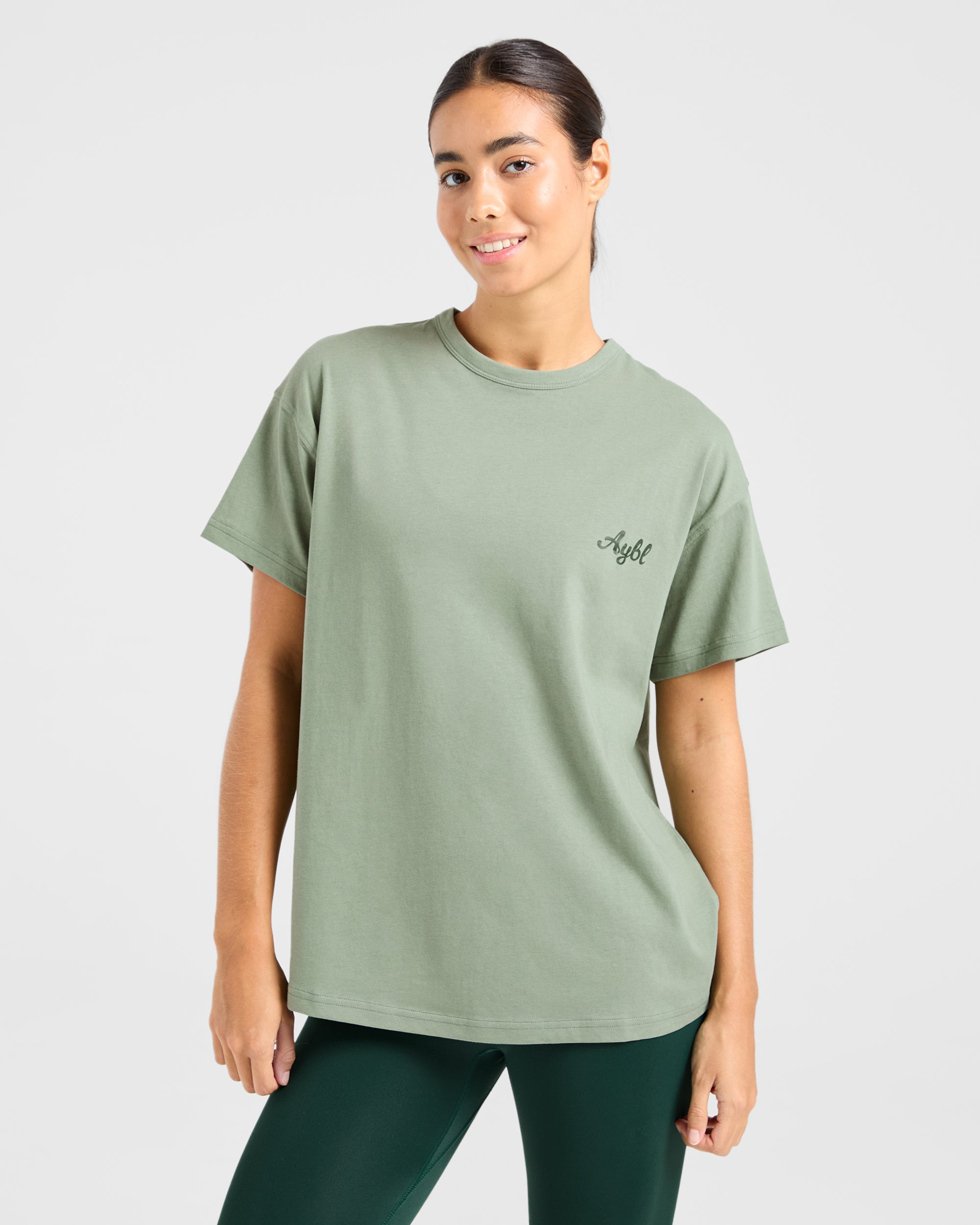 Body Achieve Mind Believe Oversized T Shirt - Green