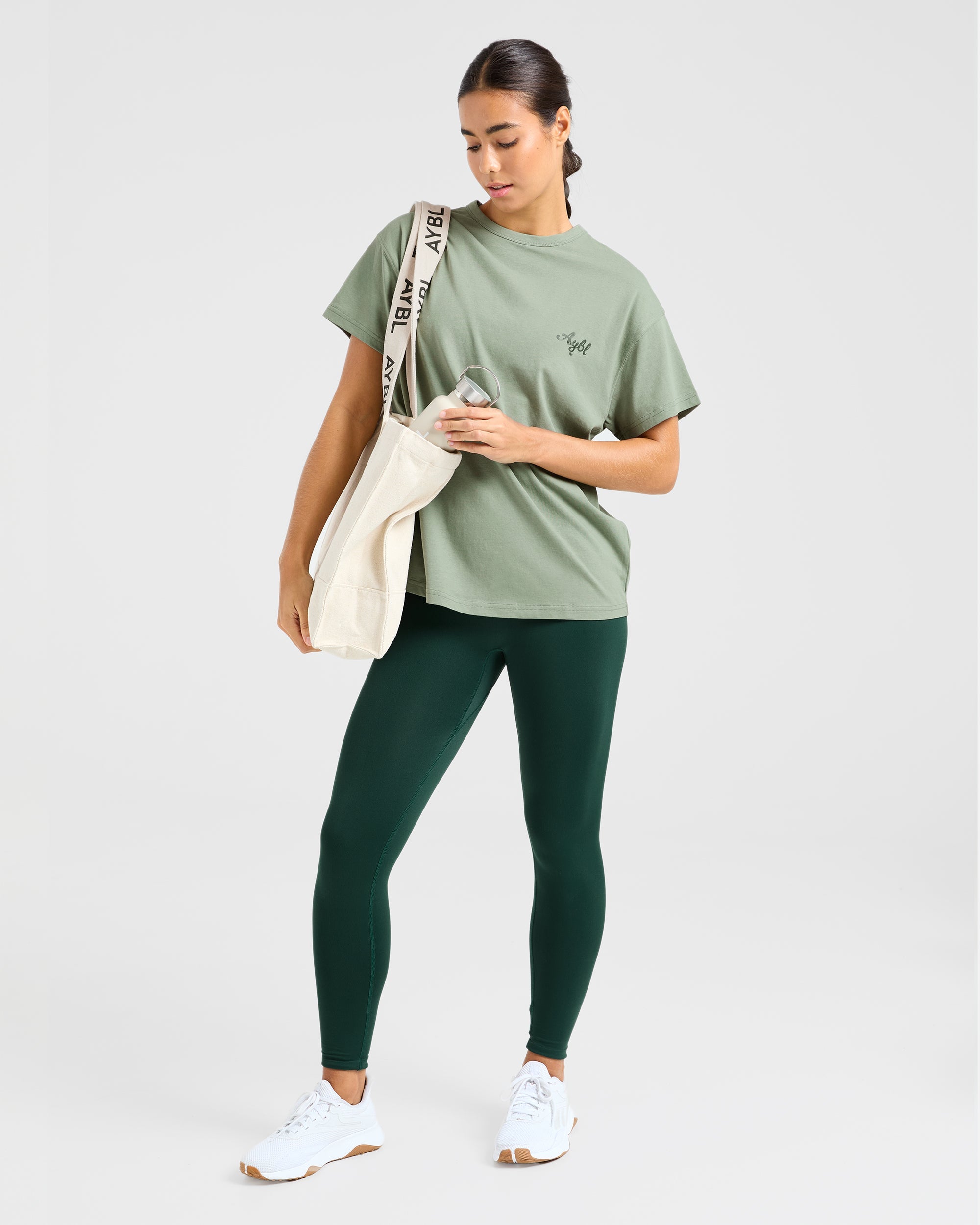 Body Achieve Mind Believe Oversized T Shirt - Green