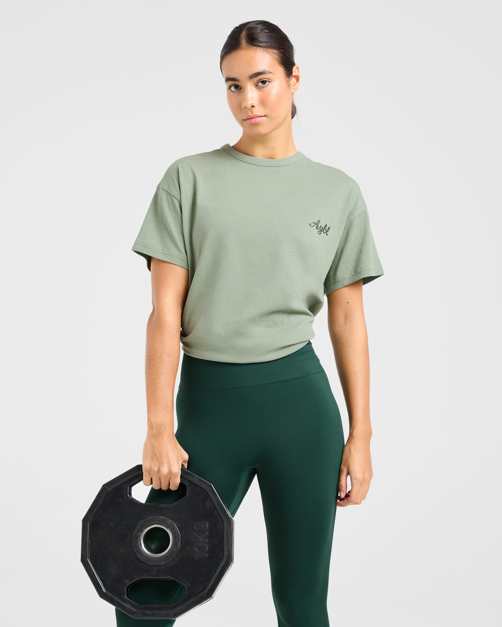 Body Achieve Mind Believe Oversized T Shirt - Green