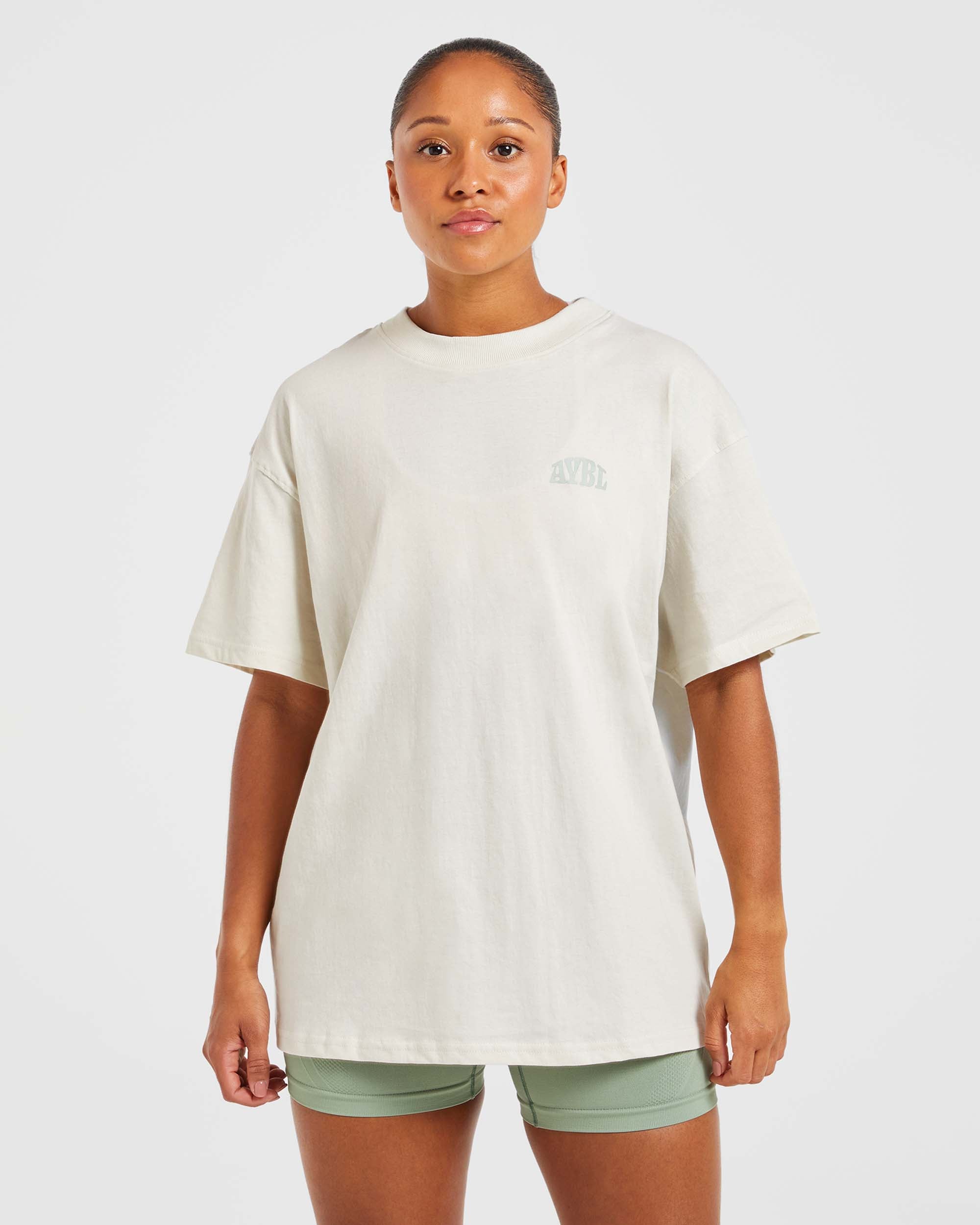 T shirt surdimensionné Mind Over Matter - Beige/Vert