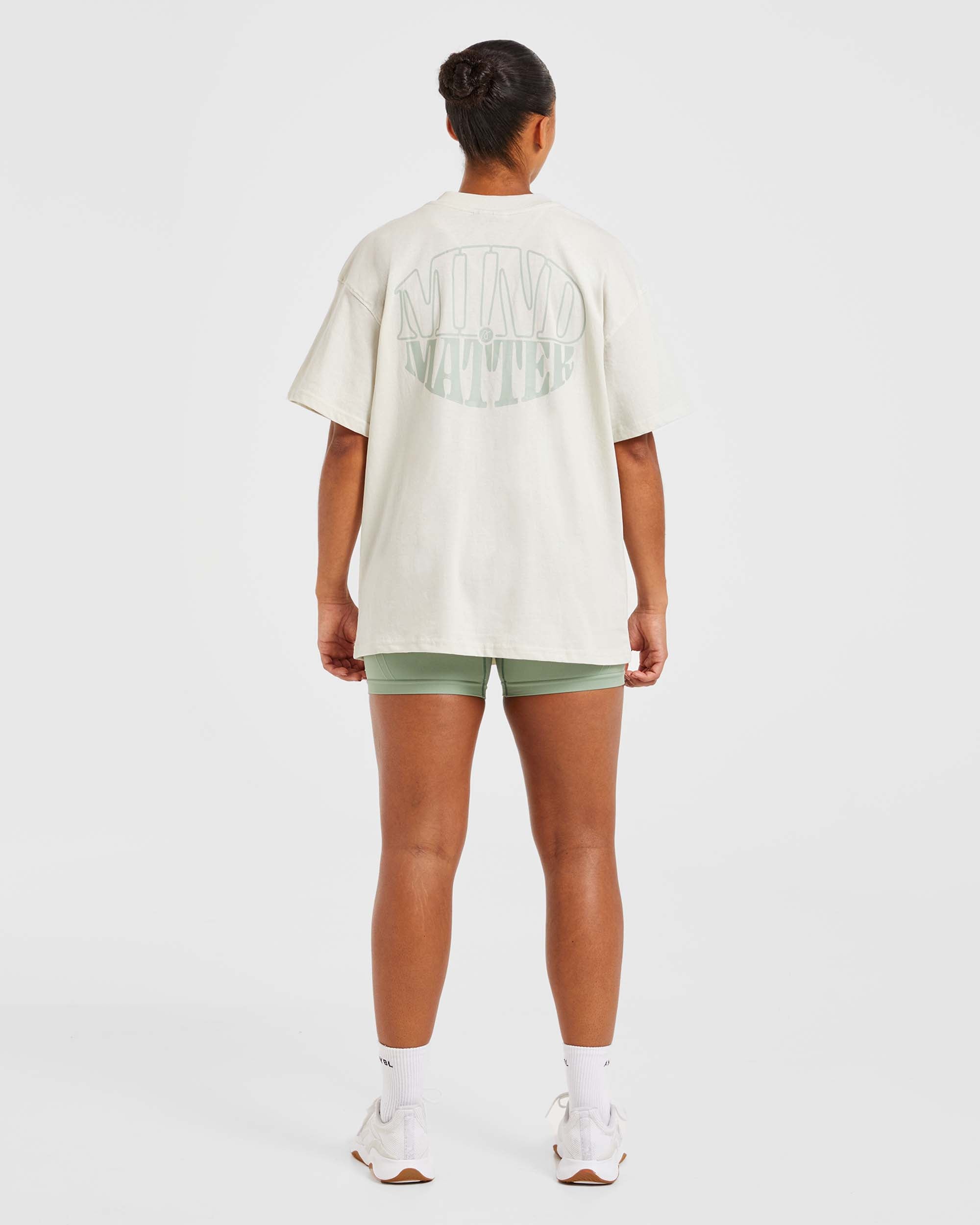 Mind Over Matter Oversized T Shirt - Beige/Green