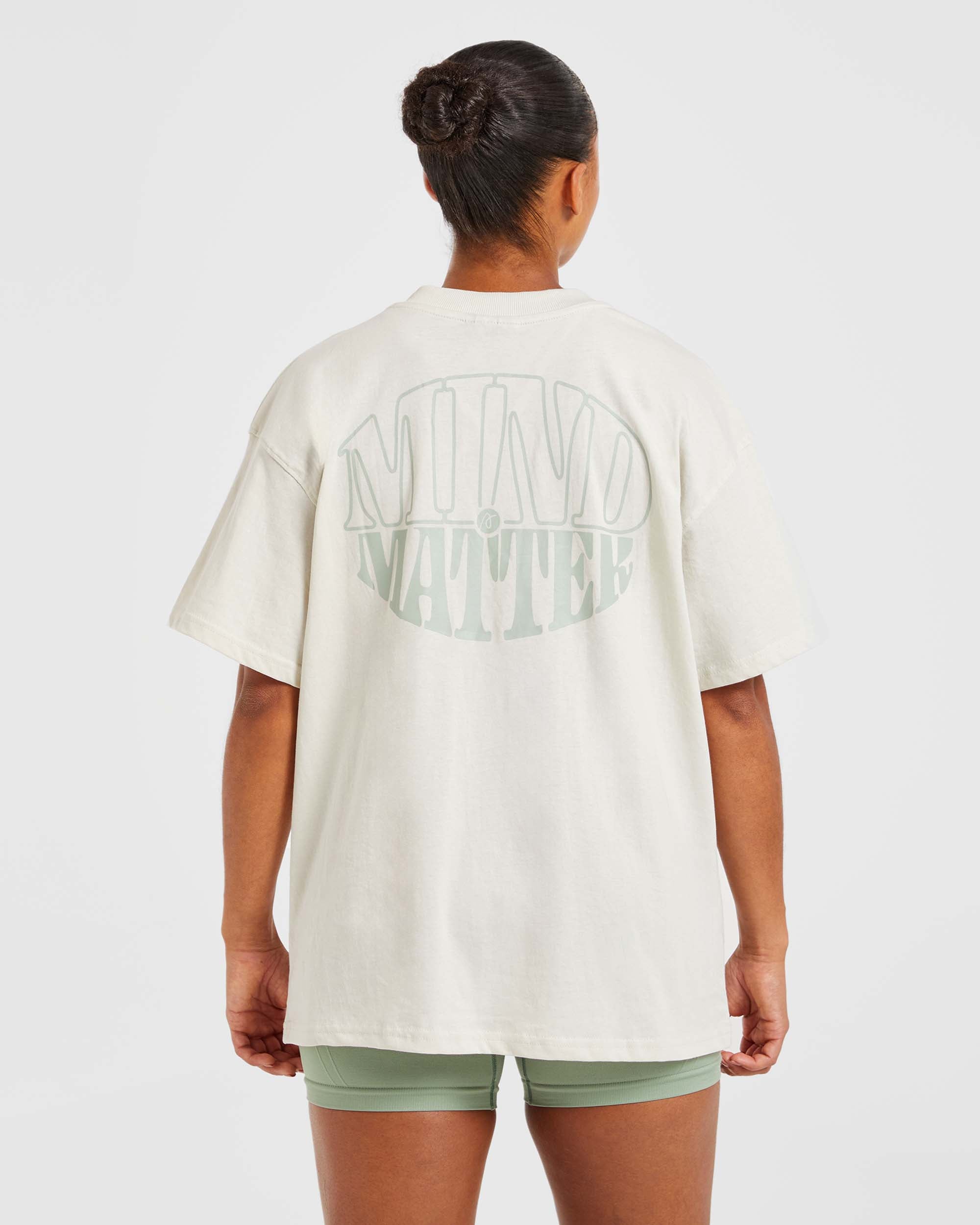 T shirt surdimensionné Mind Over Matter - Beige/Vert