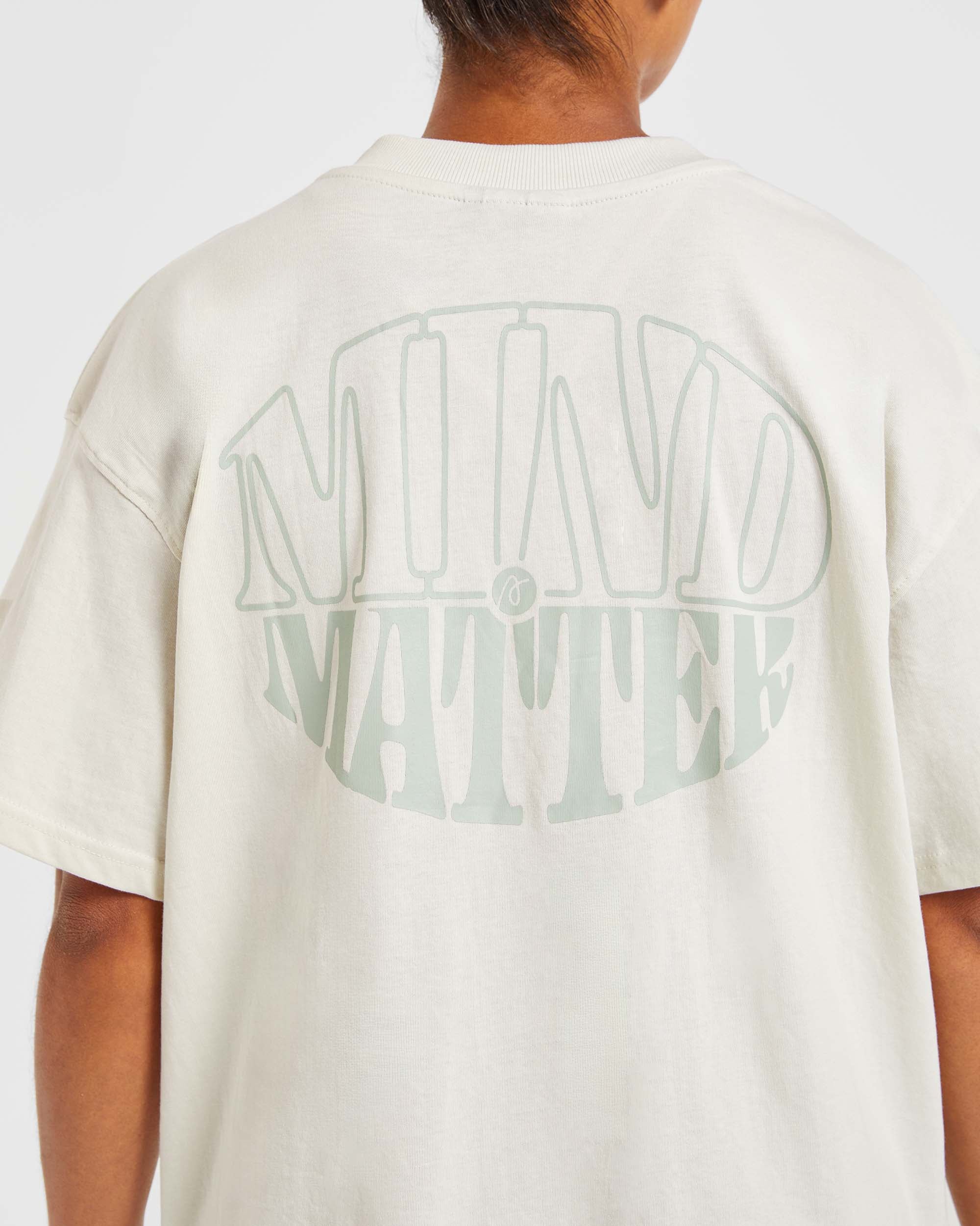 Mind Over Matter Übergroßes T-Shirt – Beige/Grün