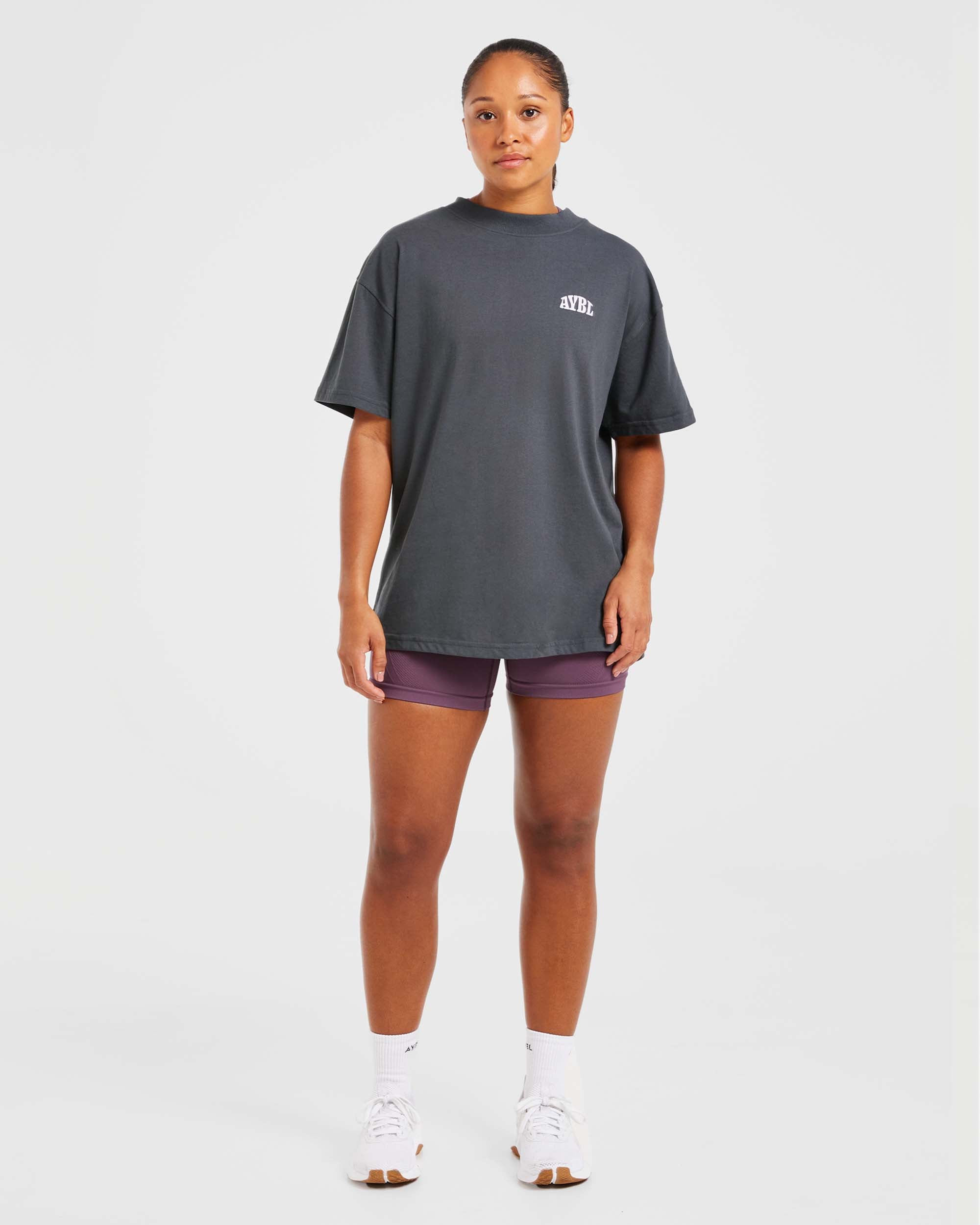 Mind Over Matter Oversized T Shirt - Charcoal/Lilac