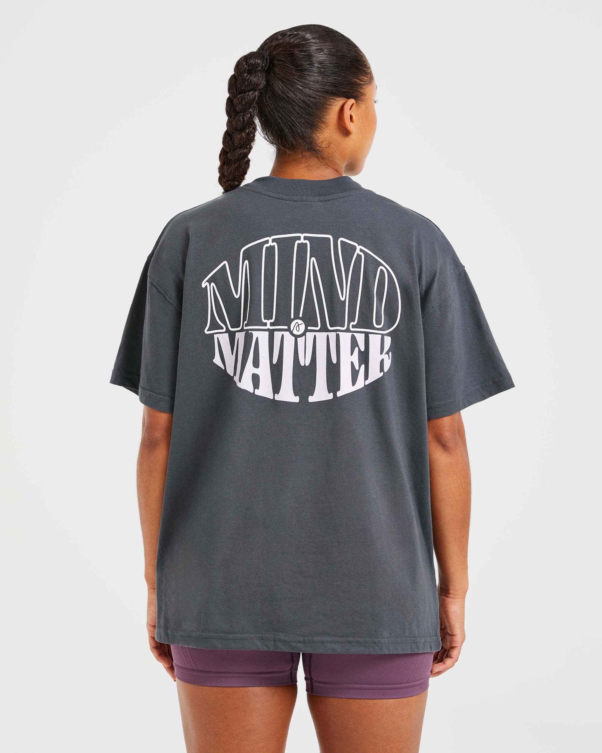 Mind Over Matter Übergroßes T-Shirt – Anthrazit/Flieder