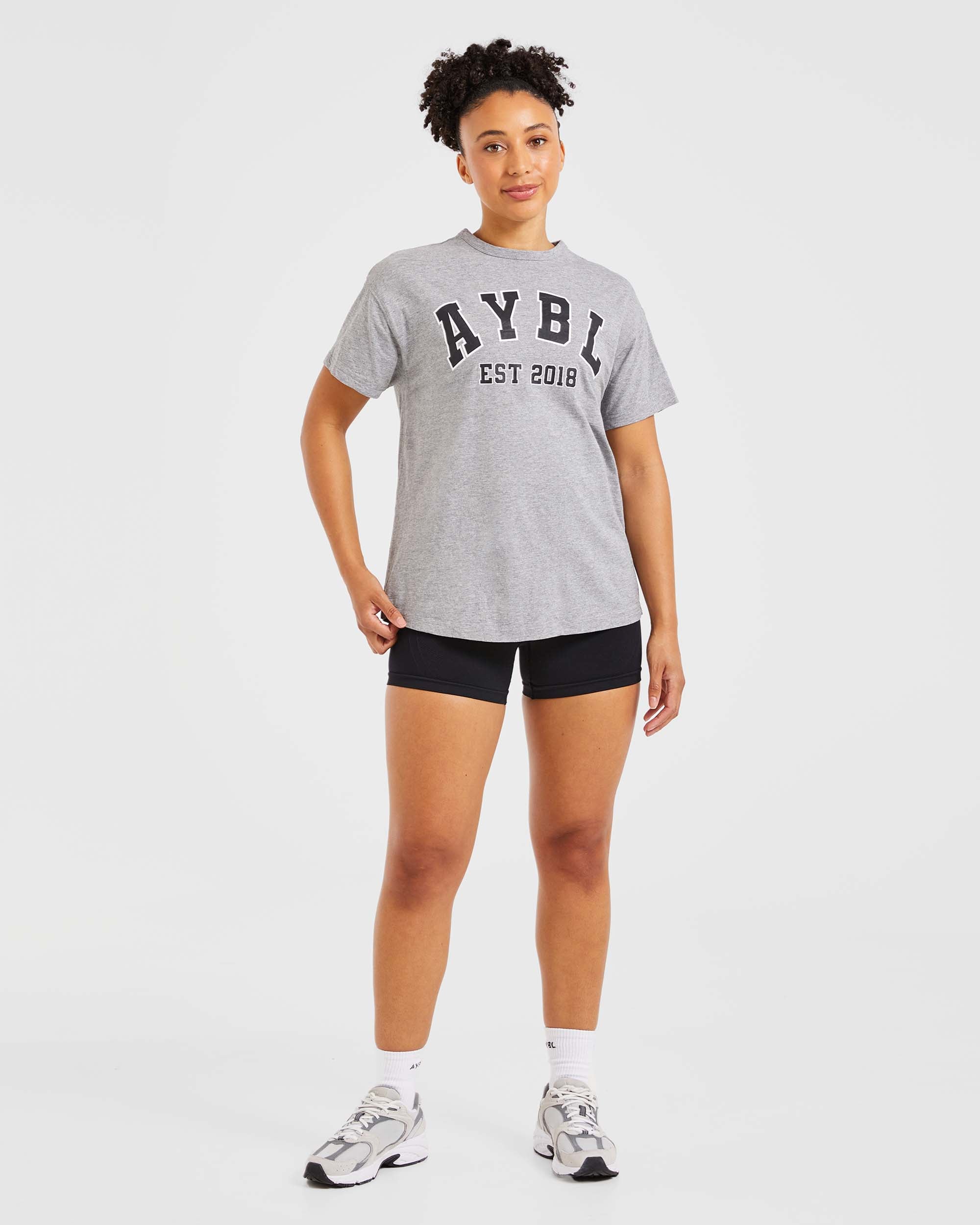 Übergroßes Varsity-T-Shirt – Heather Grey