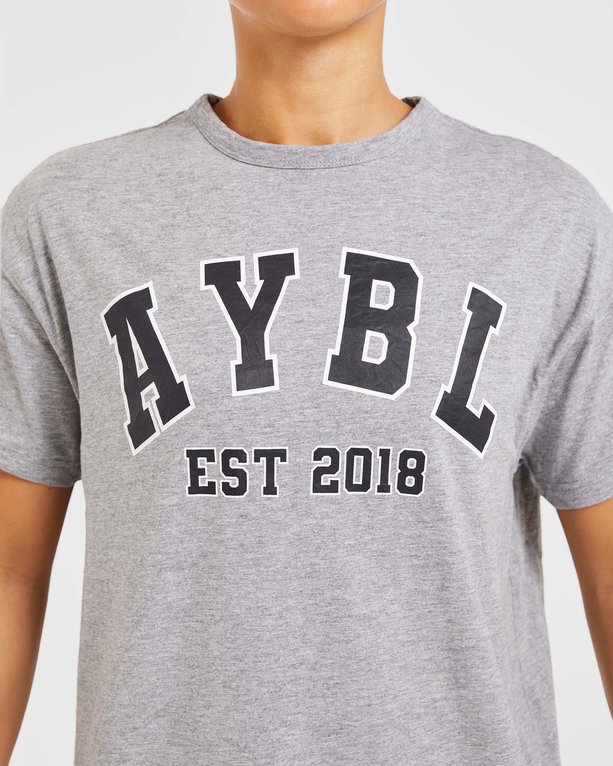 Übergroßes Varsity-T-Shirt – Heather Grey