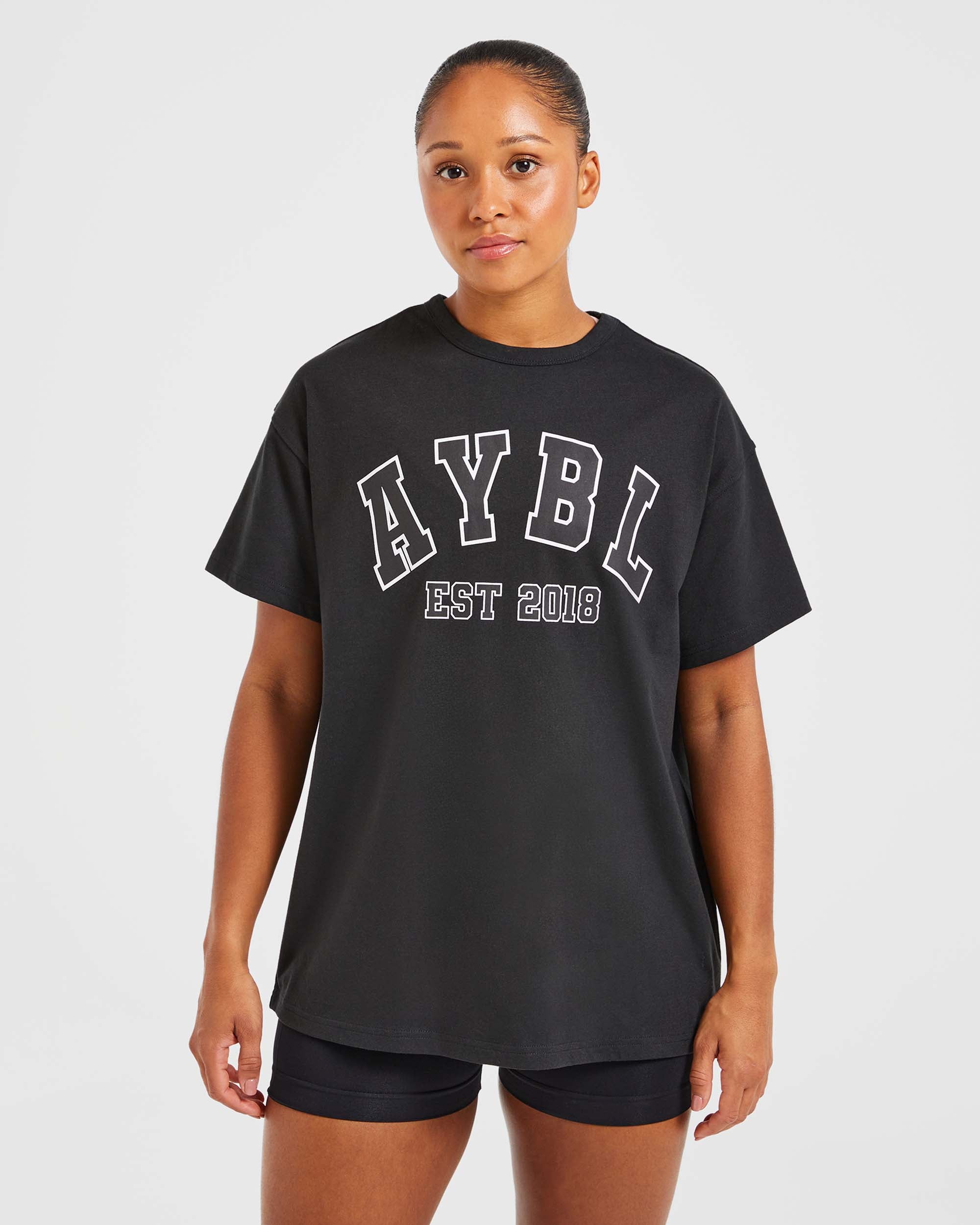 Varsity Oversized T Shirt - Black