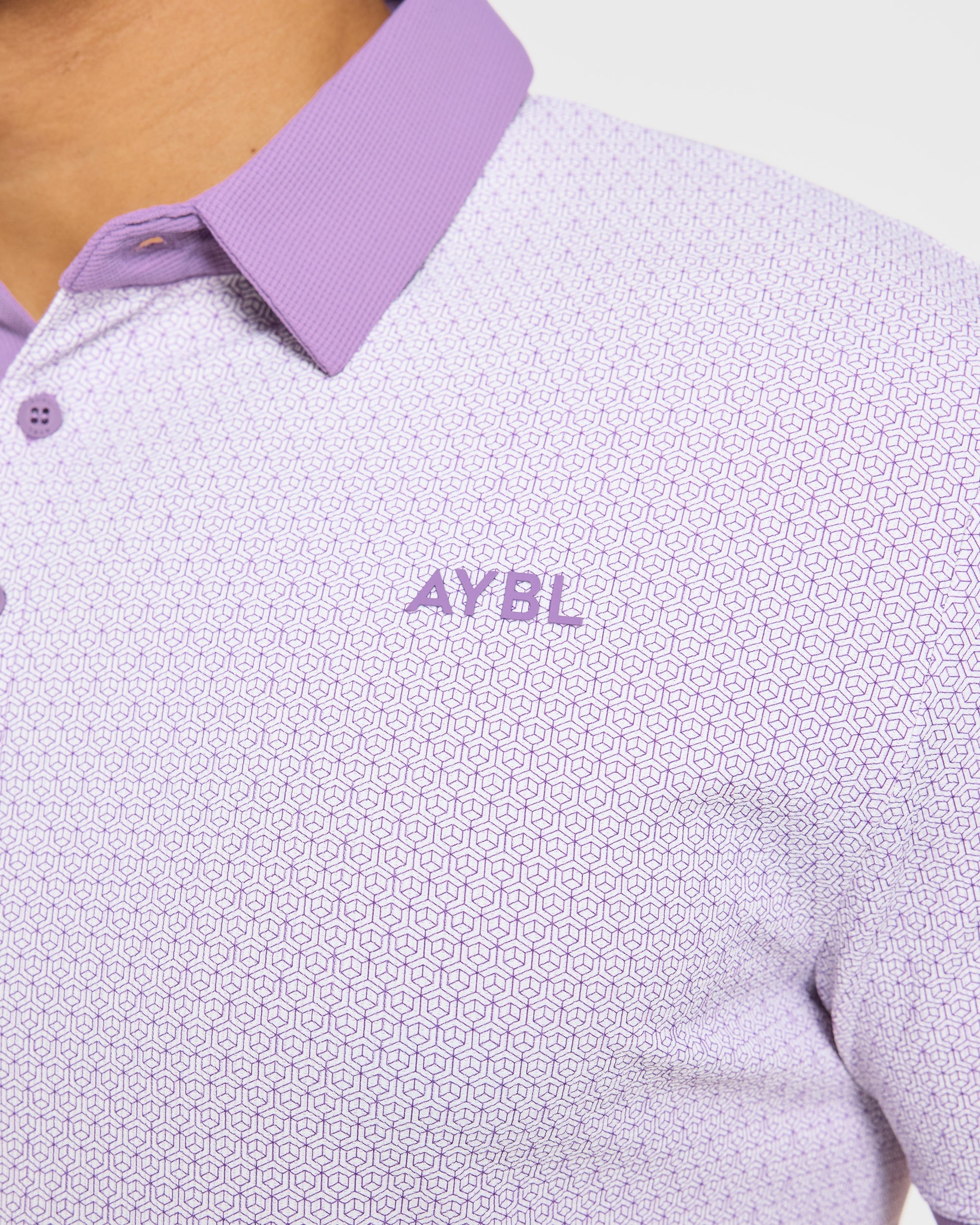 Precision Geometric Polo - White/Lilac