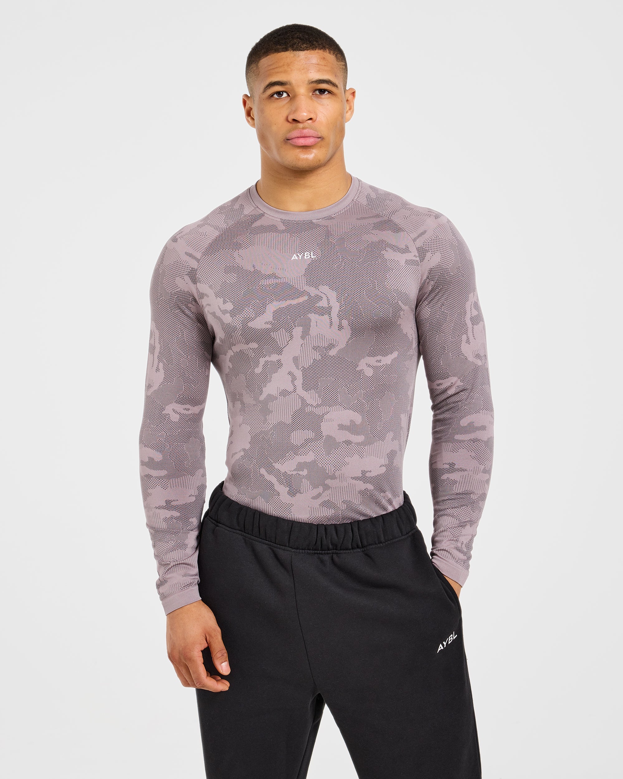 Camo Seamless Long Sleeve T Shirt - Woodland Taupe