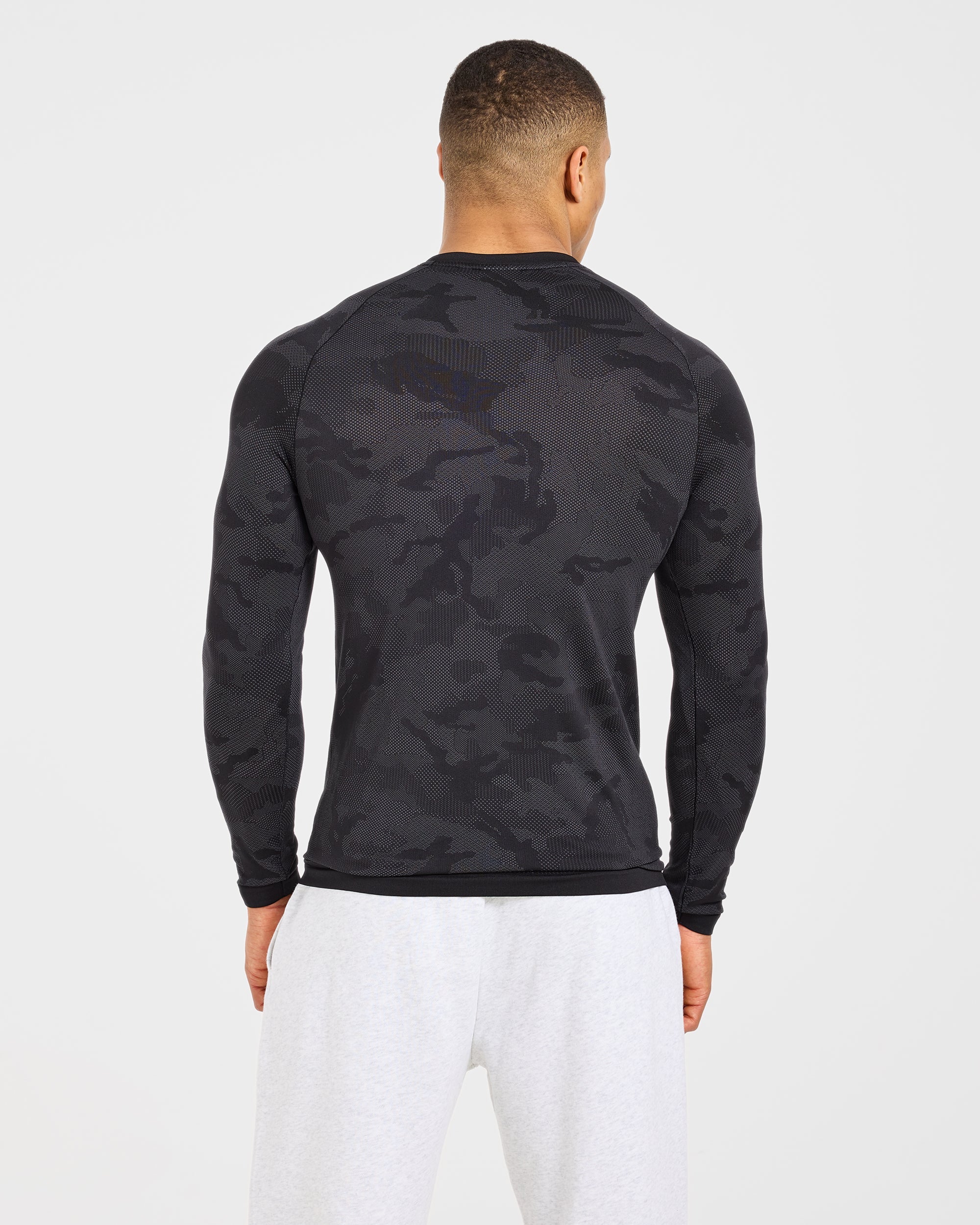 Camo Seamless Long Sleeve T Shirt - Black