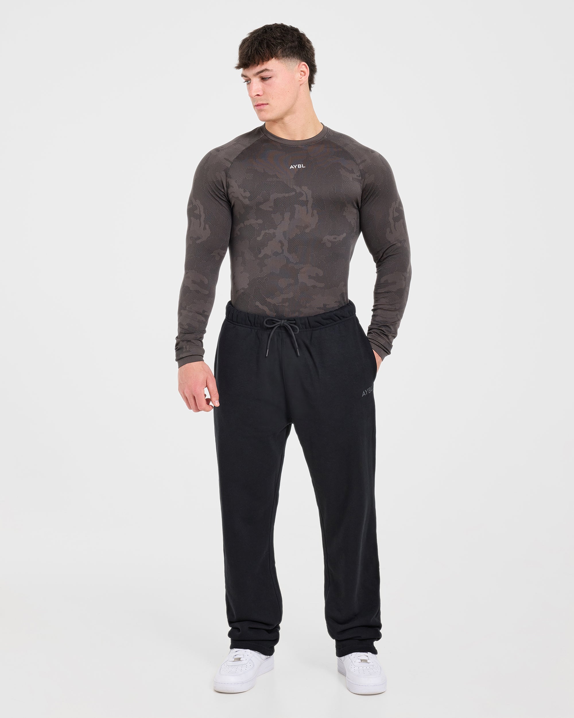 Camo Seamless Long Sleeve T Shirt - Charcoal