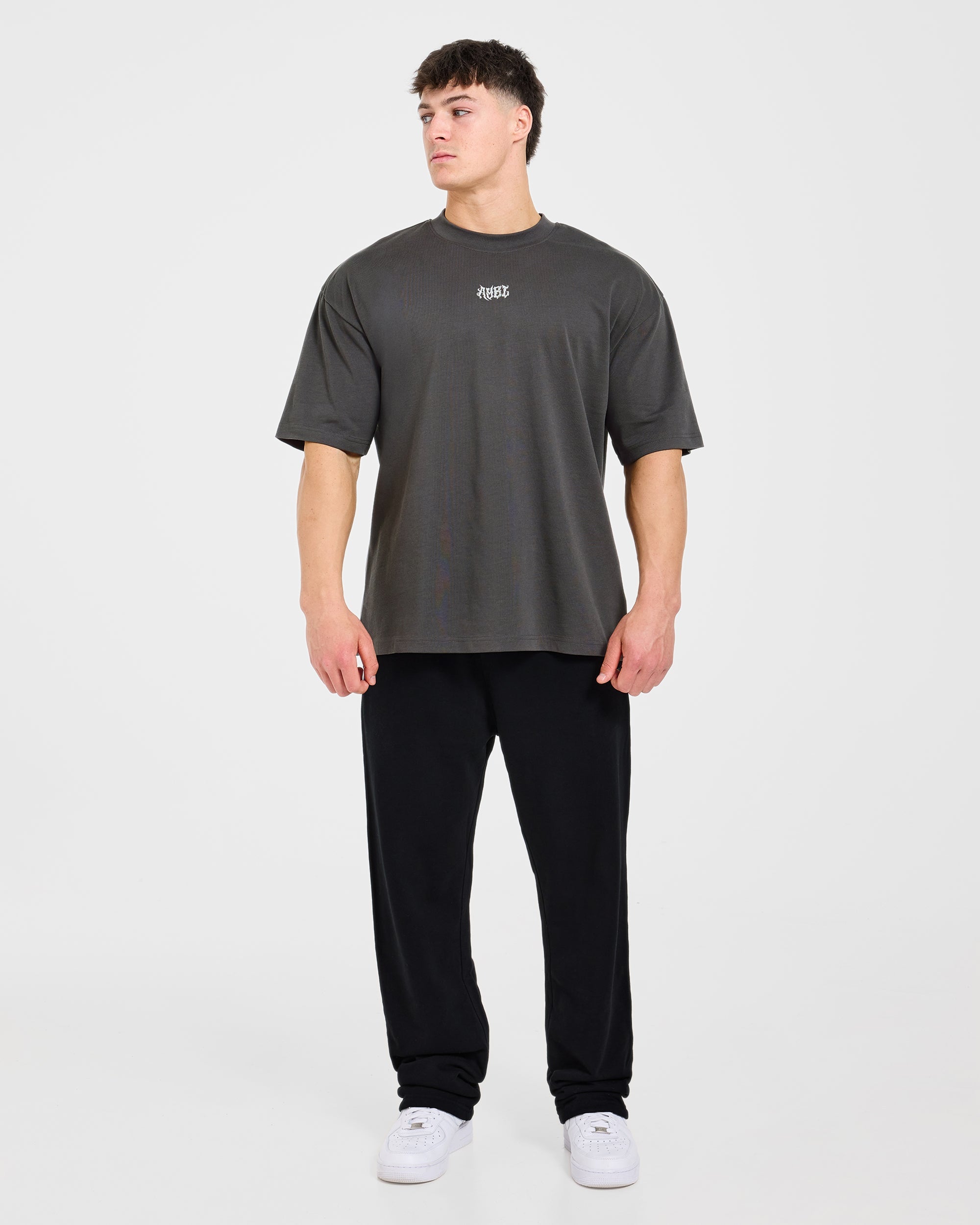 Lift Forge Oversized T Shirt - Charcoal/Red