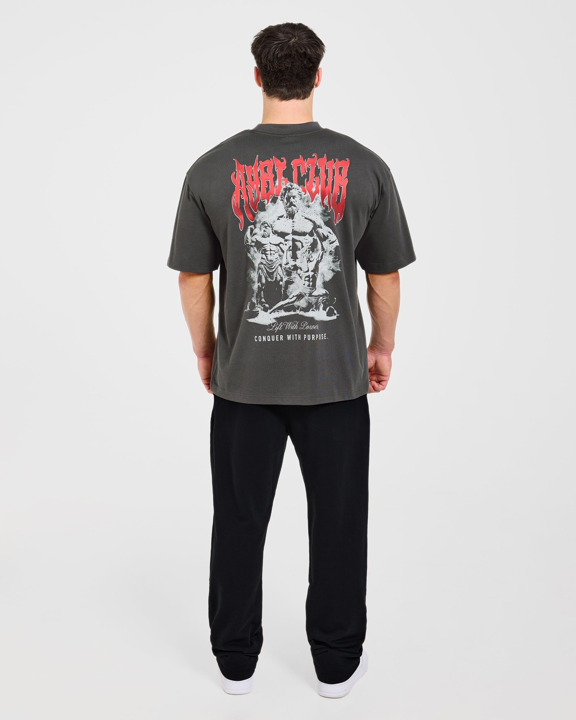 Lift Forge Oversized T Shirt - Charcoal/Red