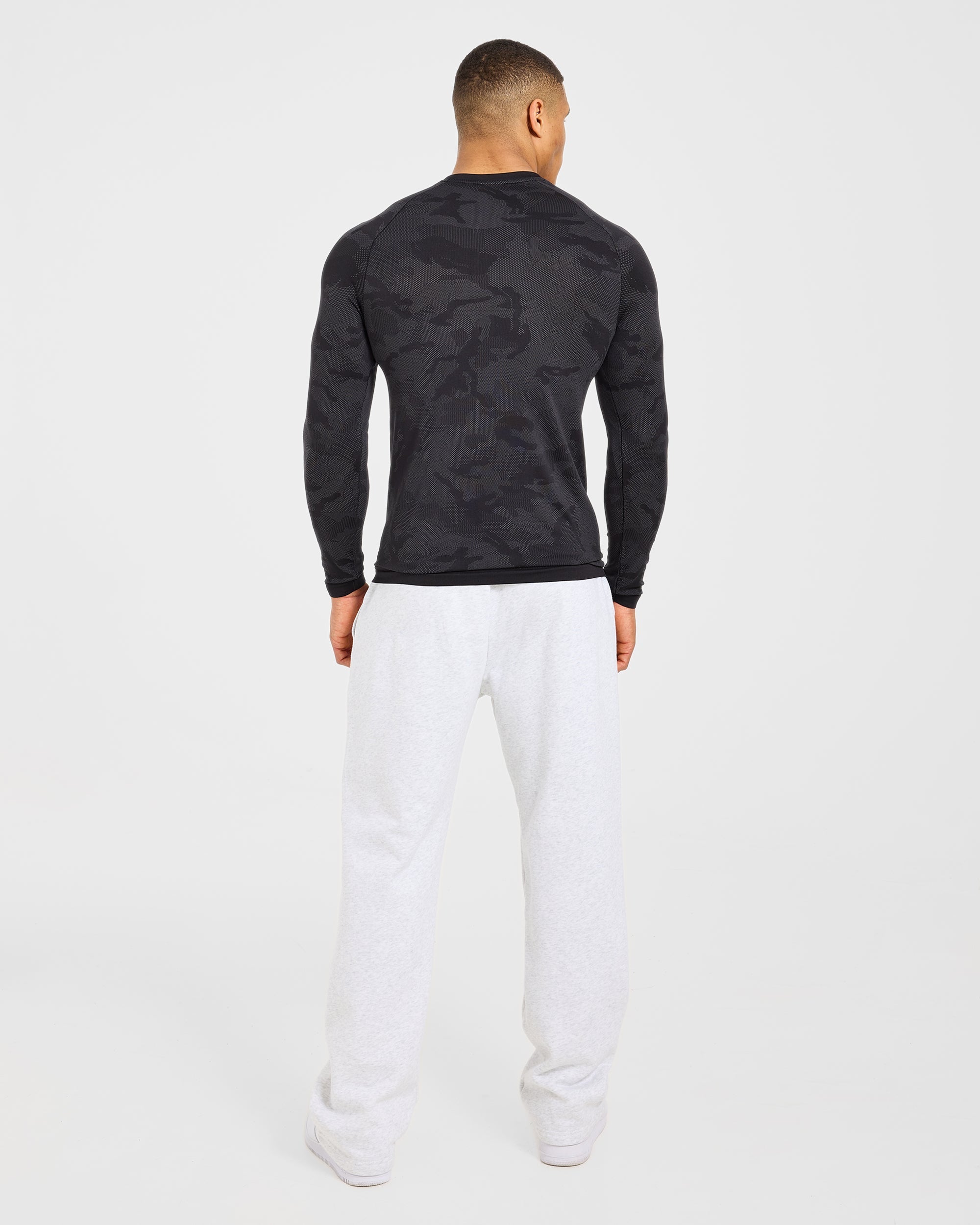 Camo Seamless Long Sleeve T Shirt - Black
