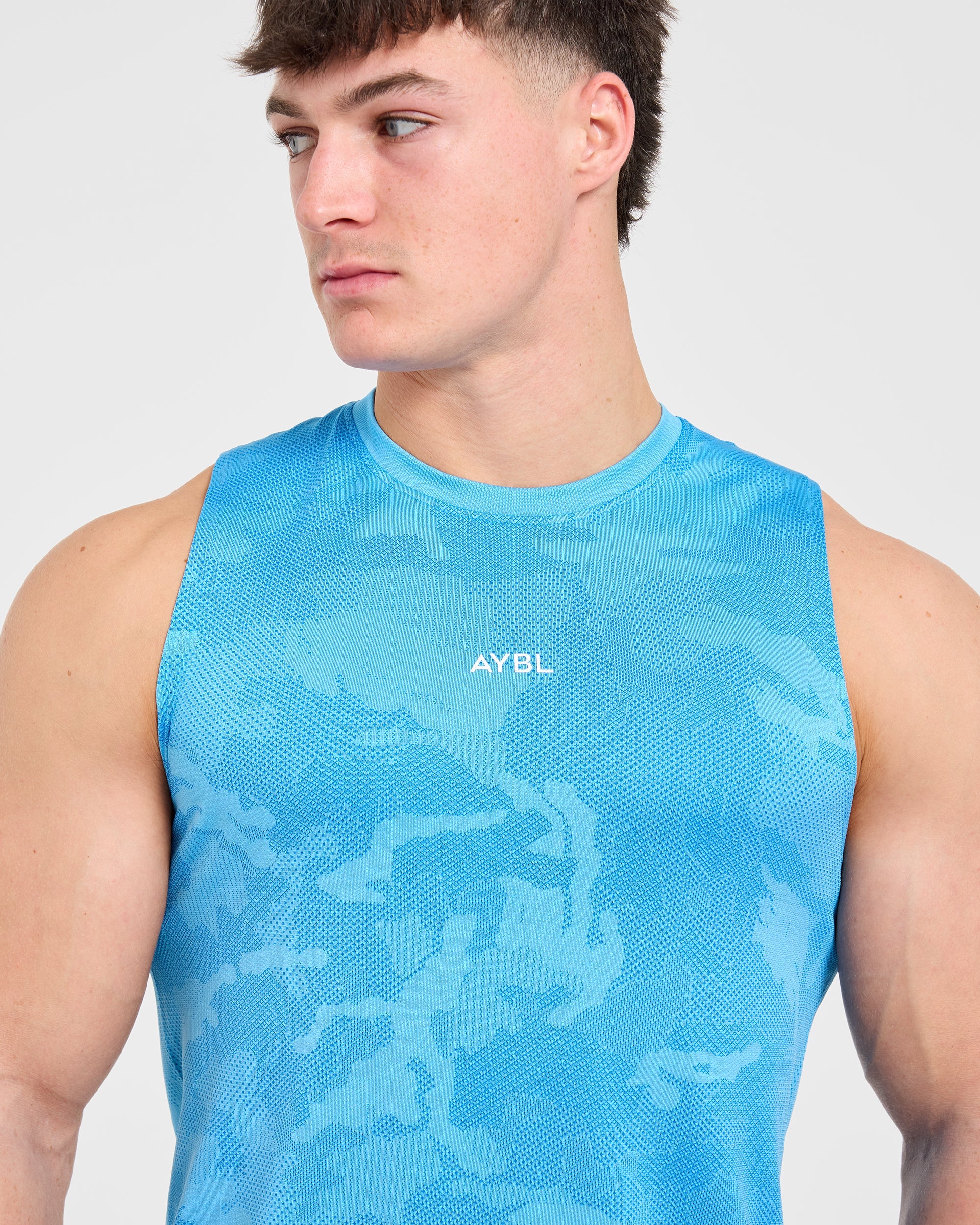 Camo Seamless Tank - Bright Aqua