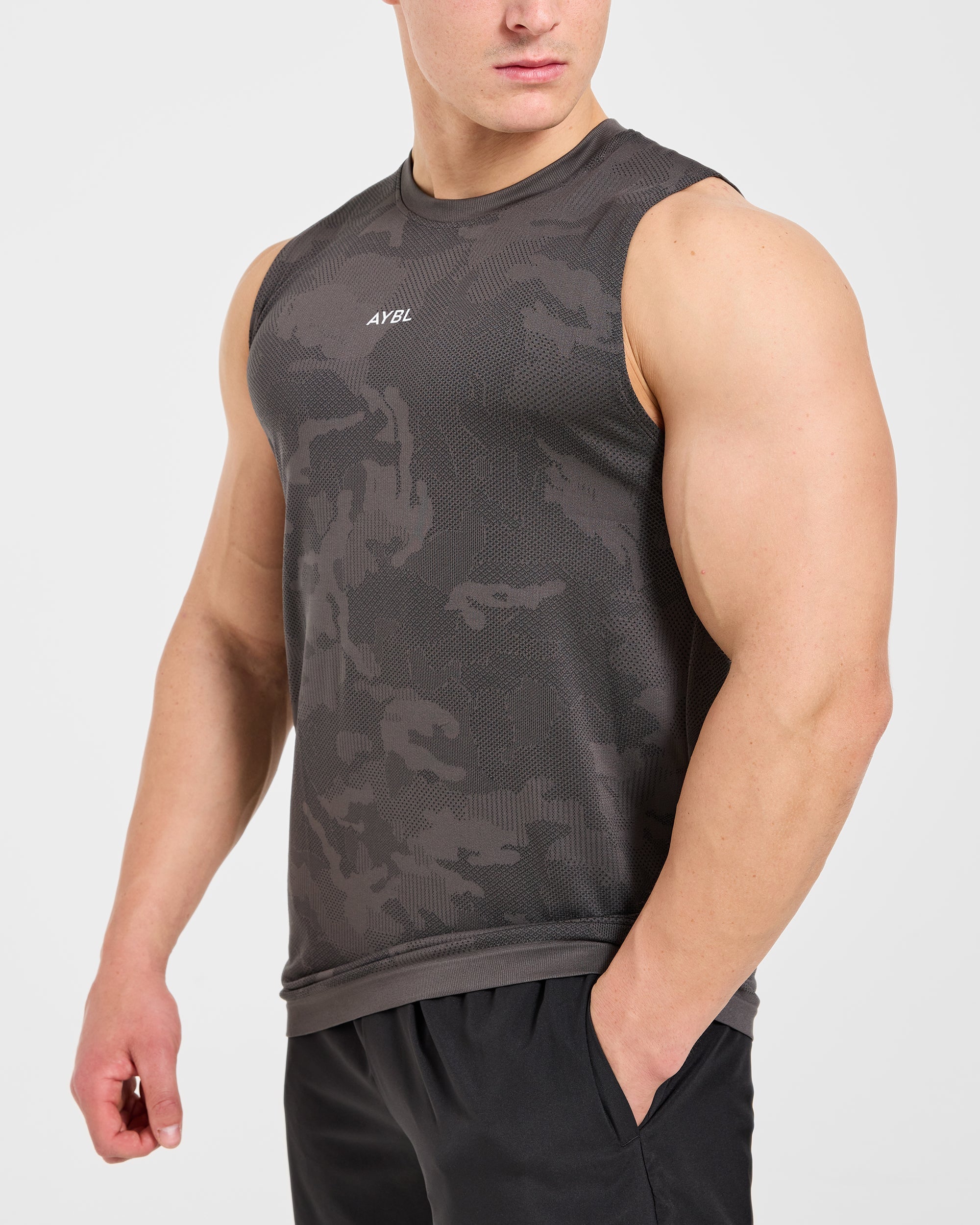 Camo Seamless Tank - Charcoal