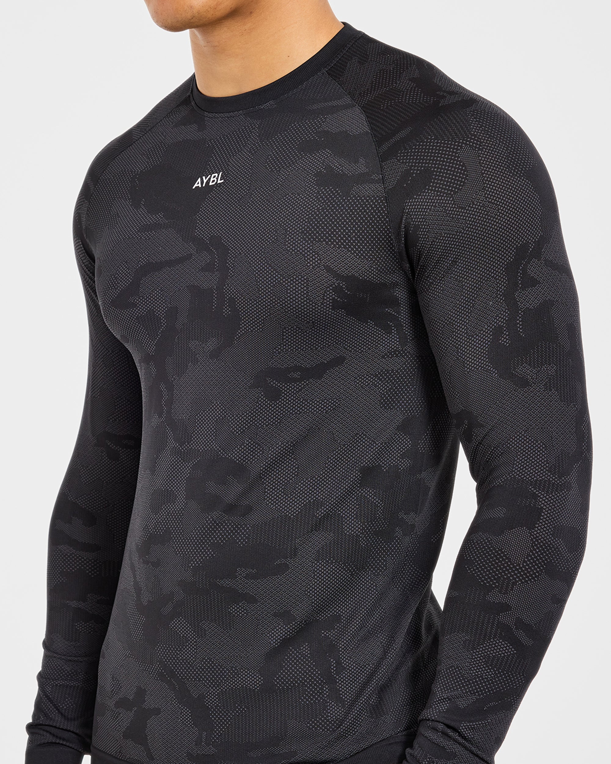 Camo Seamless Long Sleeve T Shirt - Black