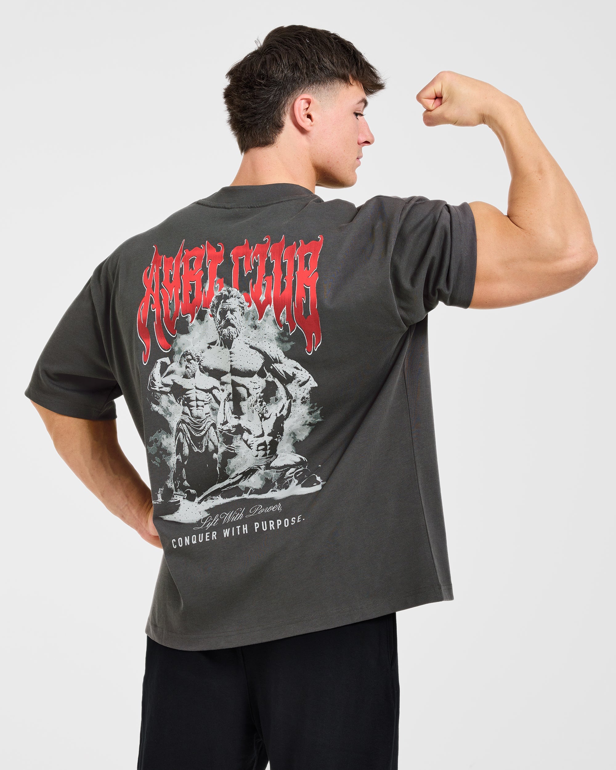 Lift Forge Oversized T Shirt - Charcoal/Red