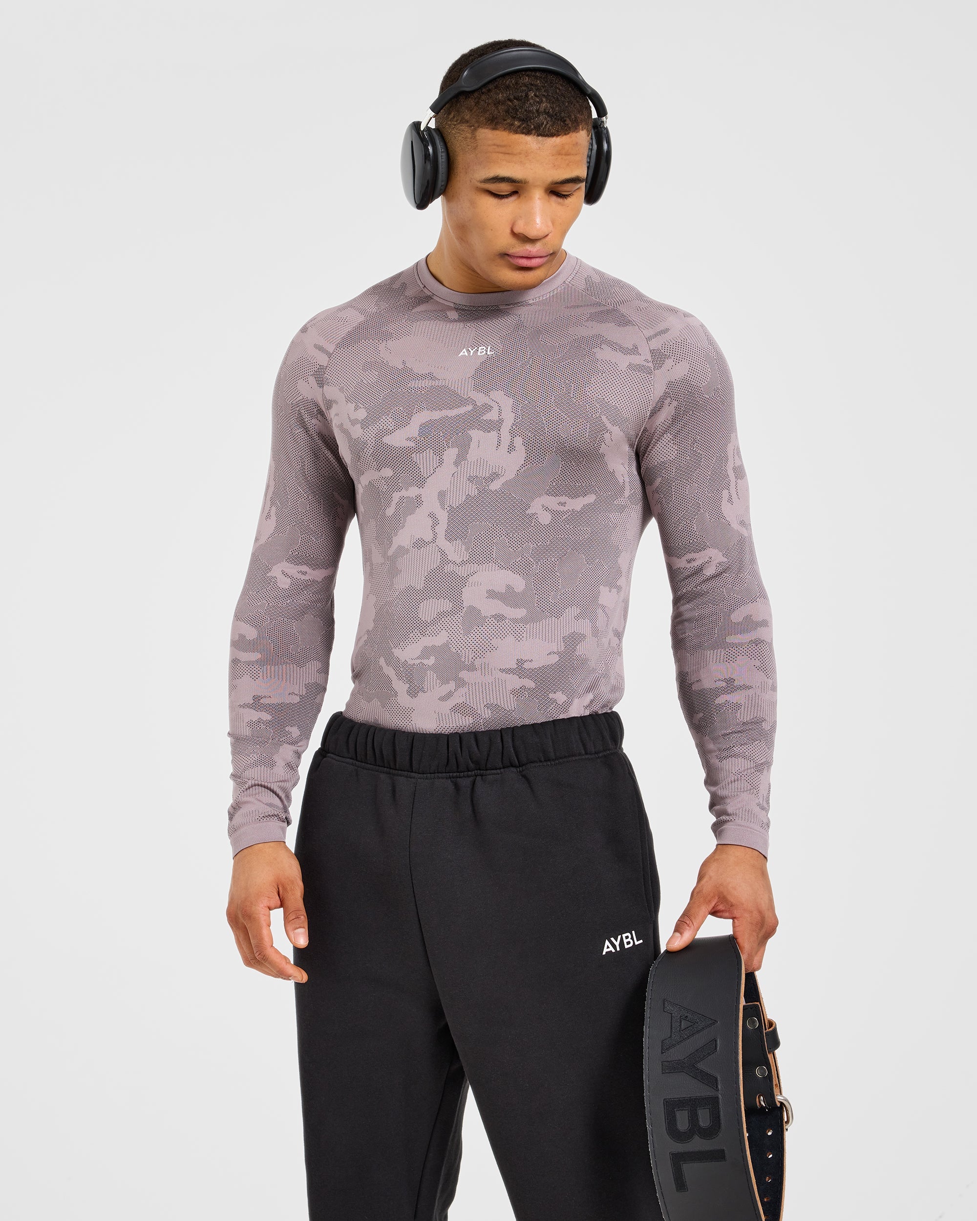 Camo Seamless Long Sleeve T Shirt - Woodland Taupe