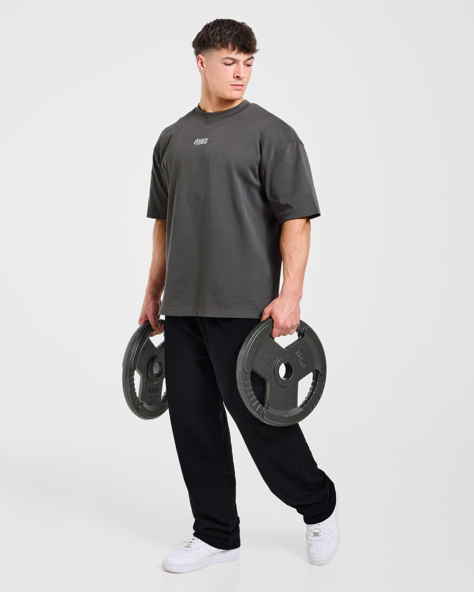 Lift Forge Oversized T Shirt - Charcoal/Red