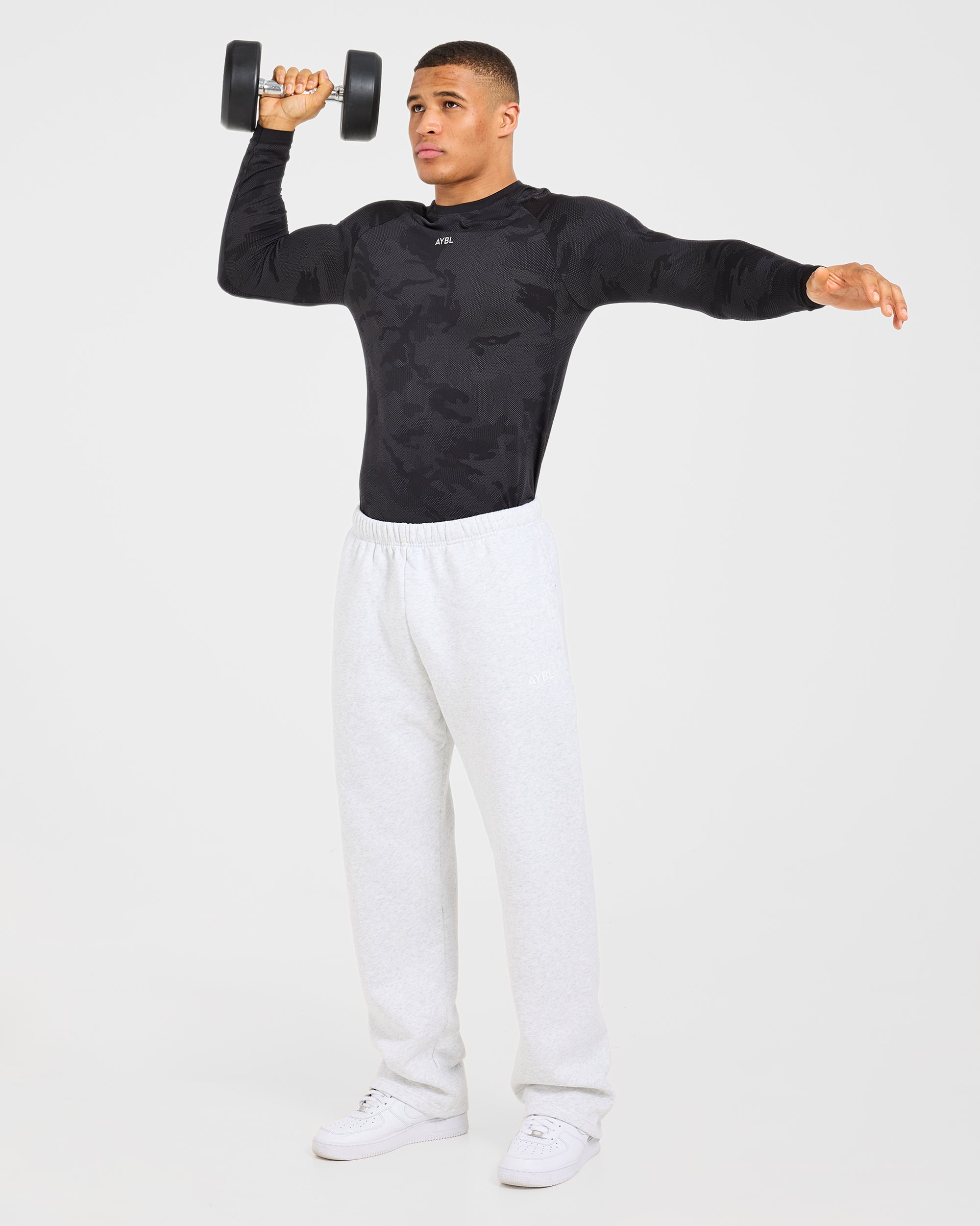 Camo Seamless Long Sleeve T Shirt - Black