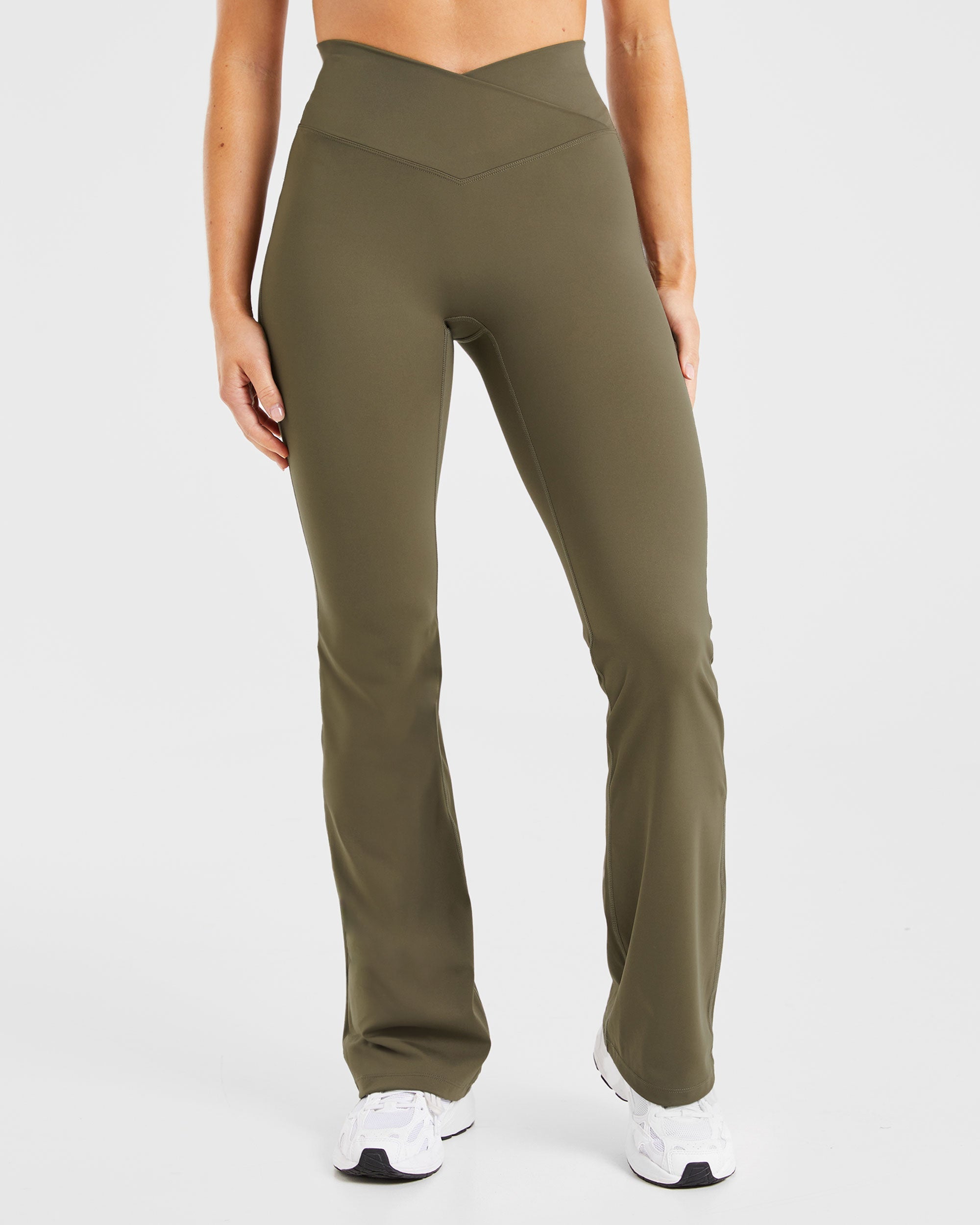 Sculpt Wrap Flared Leggings - Deep Khaki